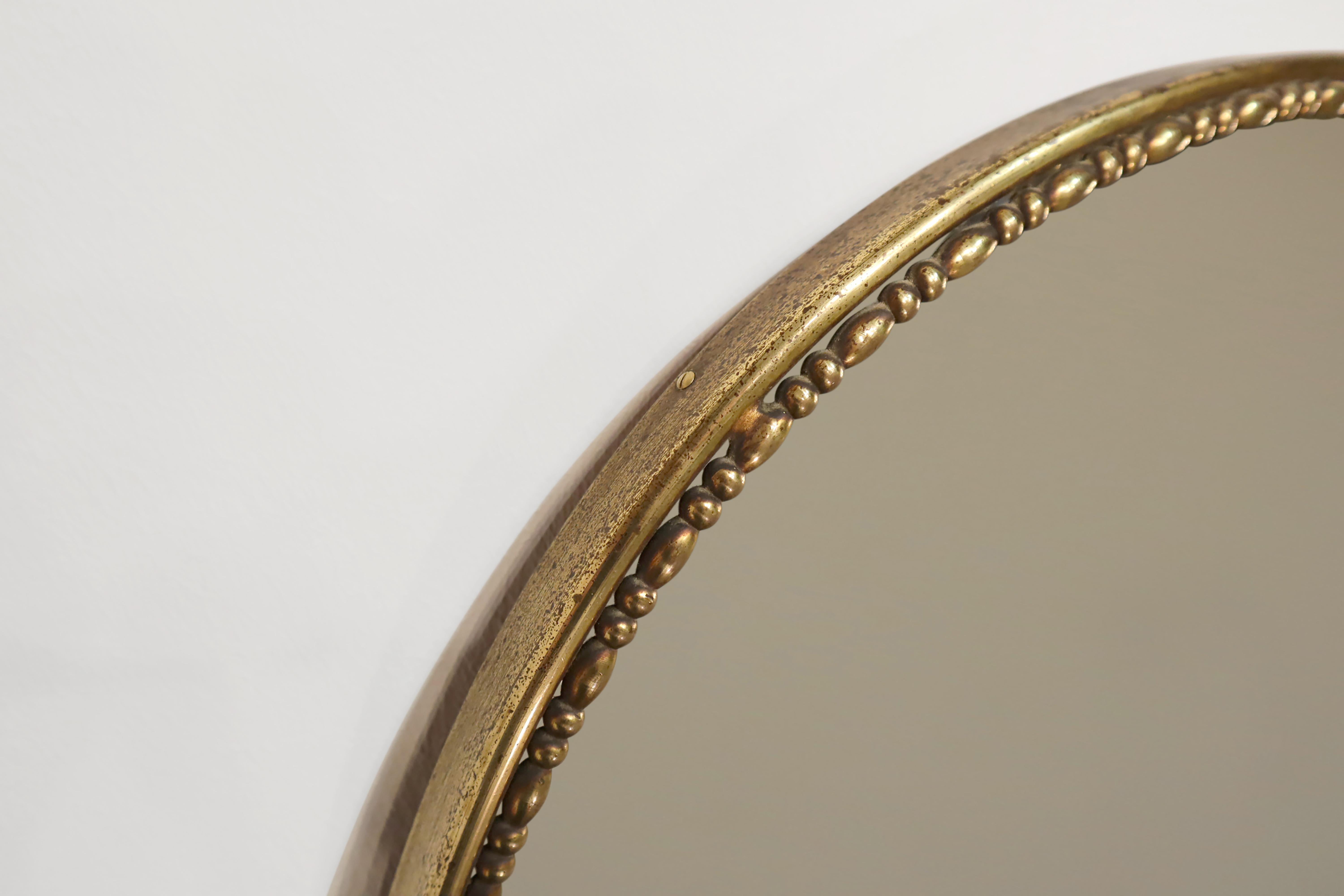 1950s Mid-Century Modern Italian Oval Brass Wall Mirror 3