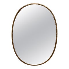 1950s Mid-Century Modern Italian Oval Brass Wall Mirror (miroir mural ovale en laiton)