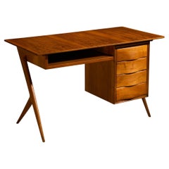1950s Mid-Century Modern Italian Writing Desk in Walnut