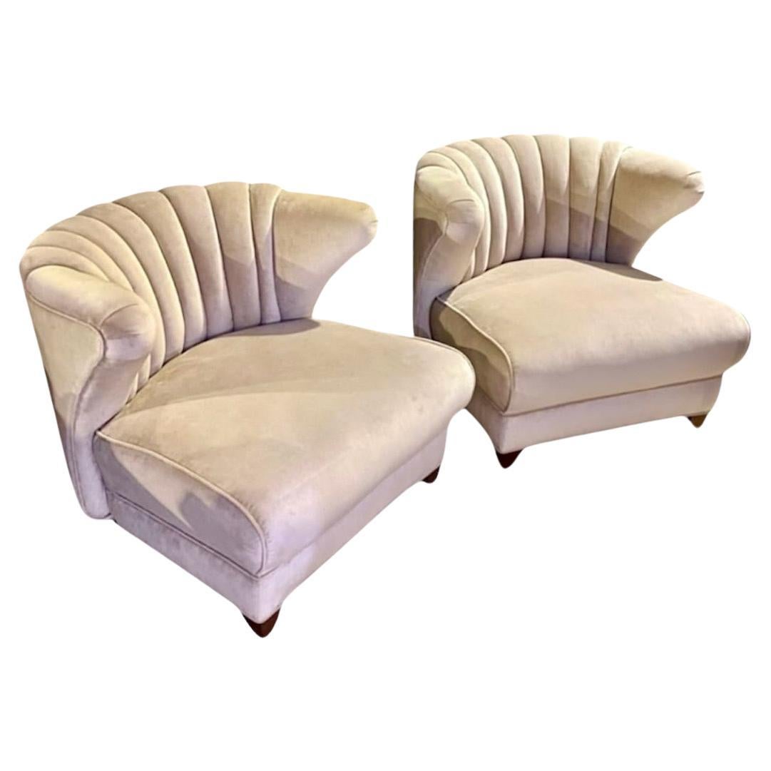 1950's Mid Century Modern Karpen of California Channel Back Lounge Chairs