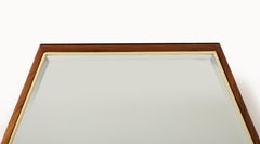 Specchi ottagonali grandi in noce e ottone della metà del secolo scorso