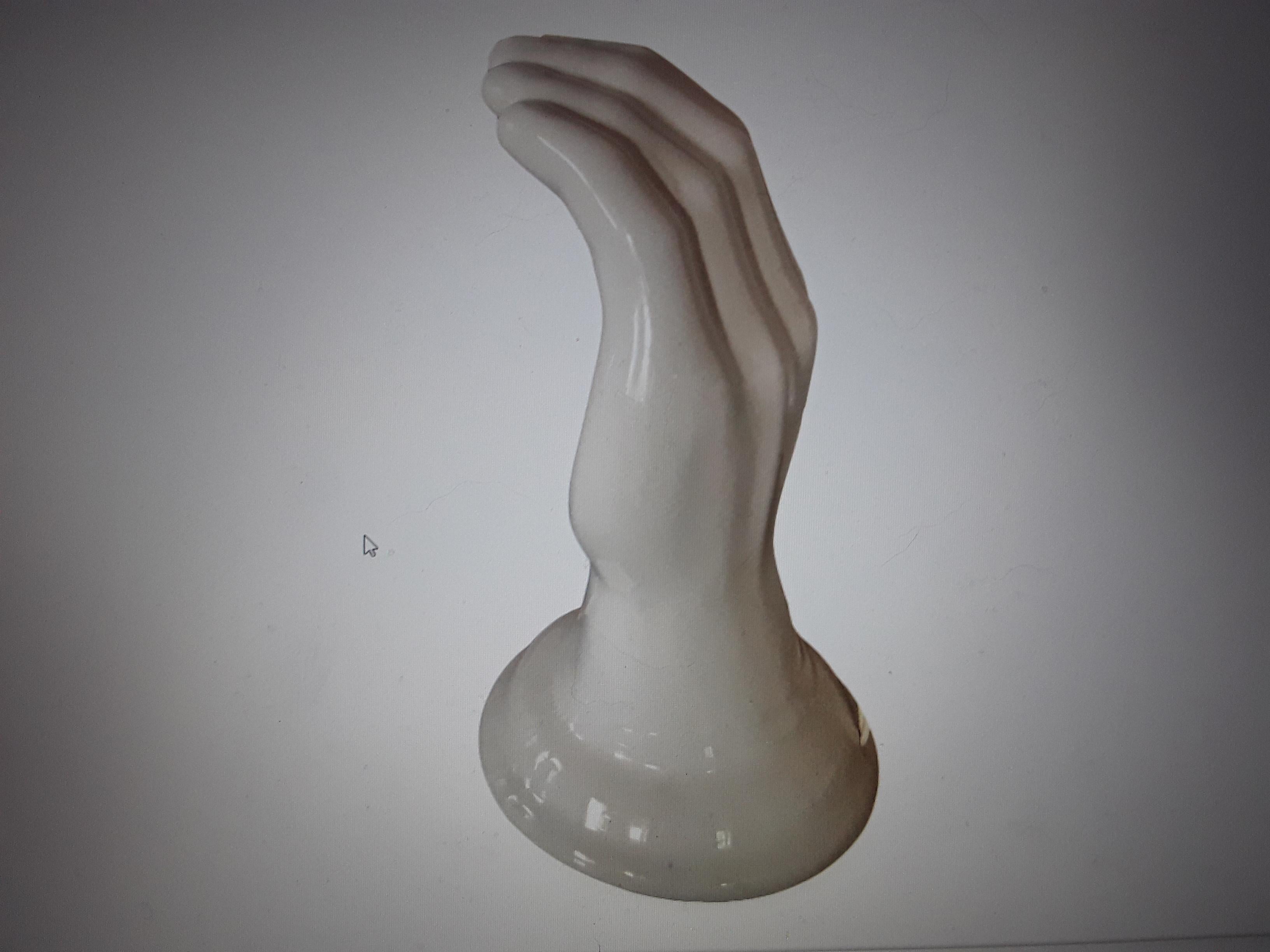 1950's Mid Century Modern Large White Outstreched Glazed Ceramic Hand w/ Shades For Sale 4