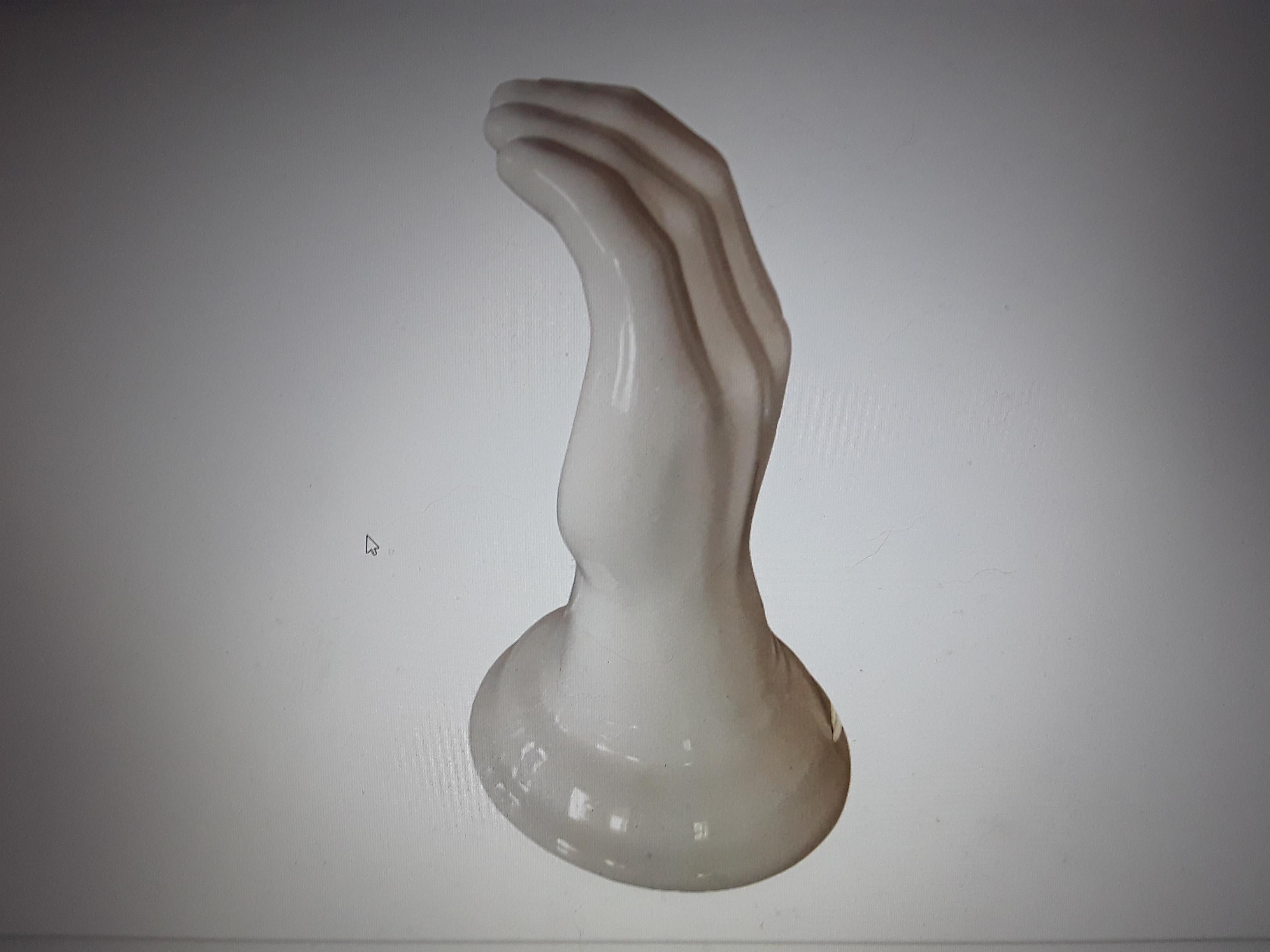 1950's Mid Century Modern Large White Outstreched Glazed Ceramic Hand w/ Shades For Sale 5