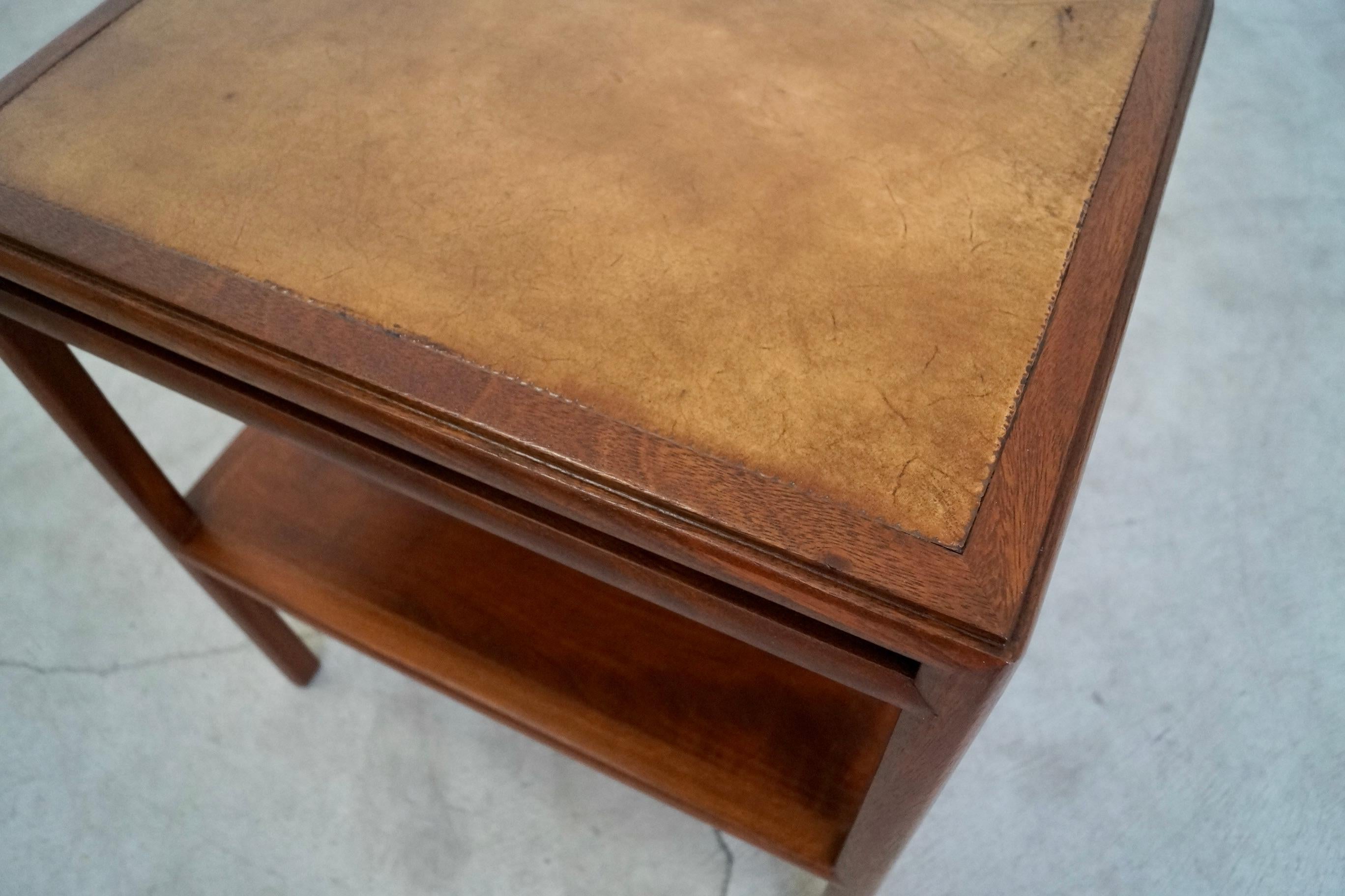 1950's Mid-Century Modern Leather End Table For Sale 10