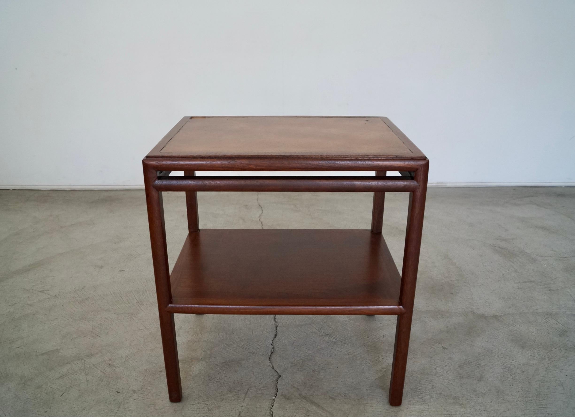American 1950's Mid-Century Modern Leather End Table For Sale
