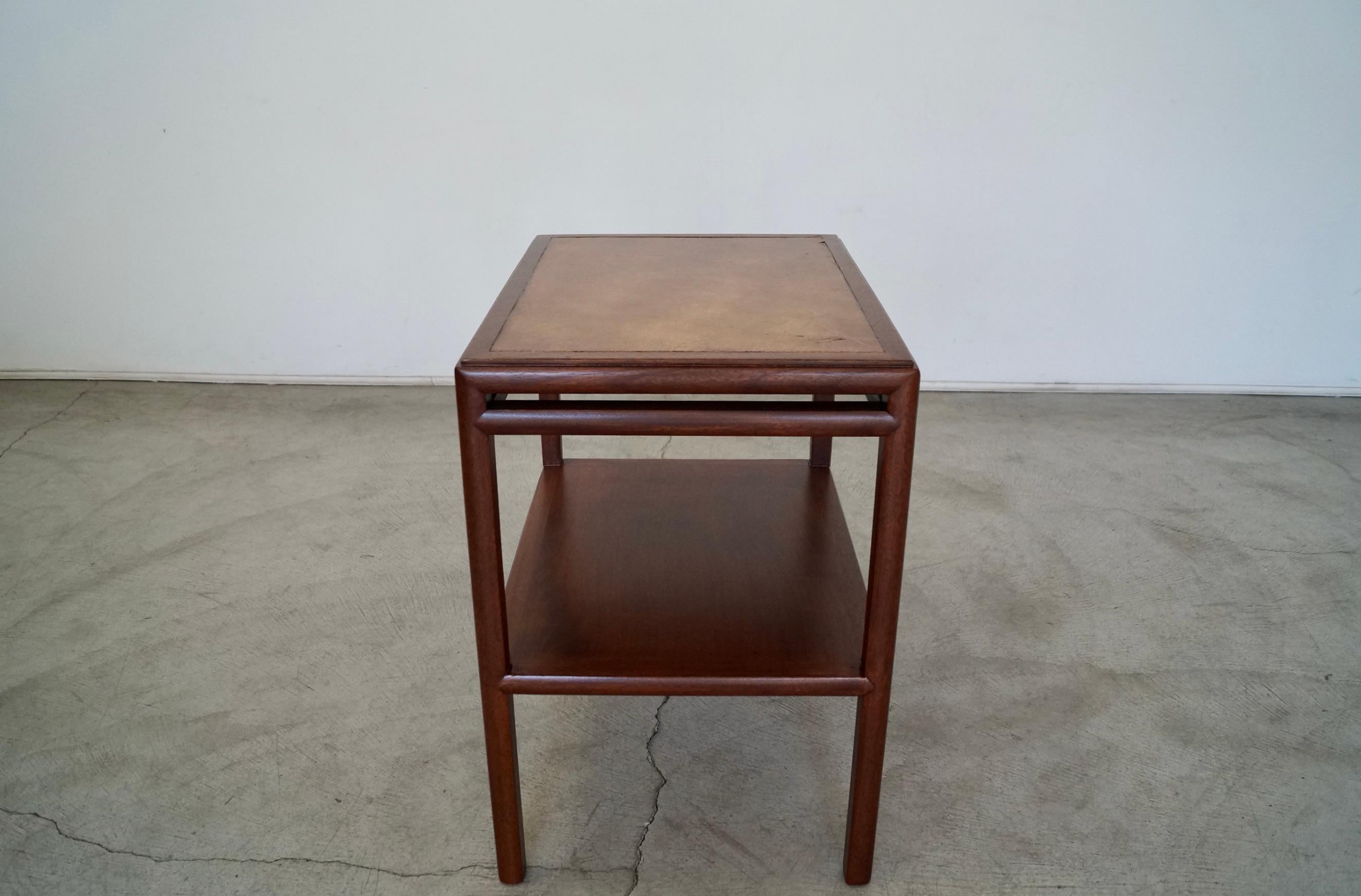 Mid-20th Century 1950's Mid-Century Modern Leather End Table For Sale