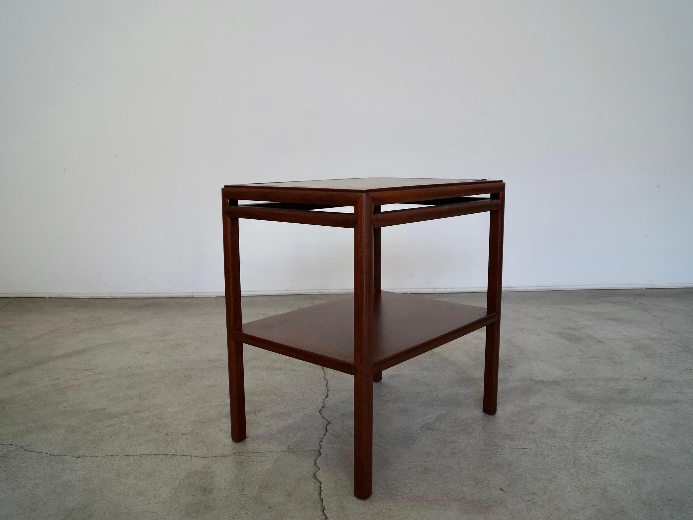 1950's Mid-Century Modern Leather End Table For Sale 1