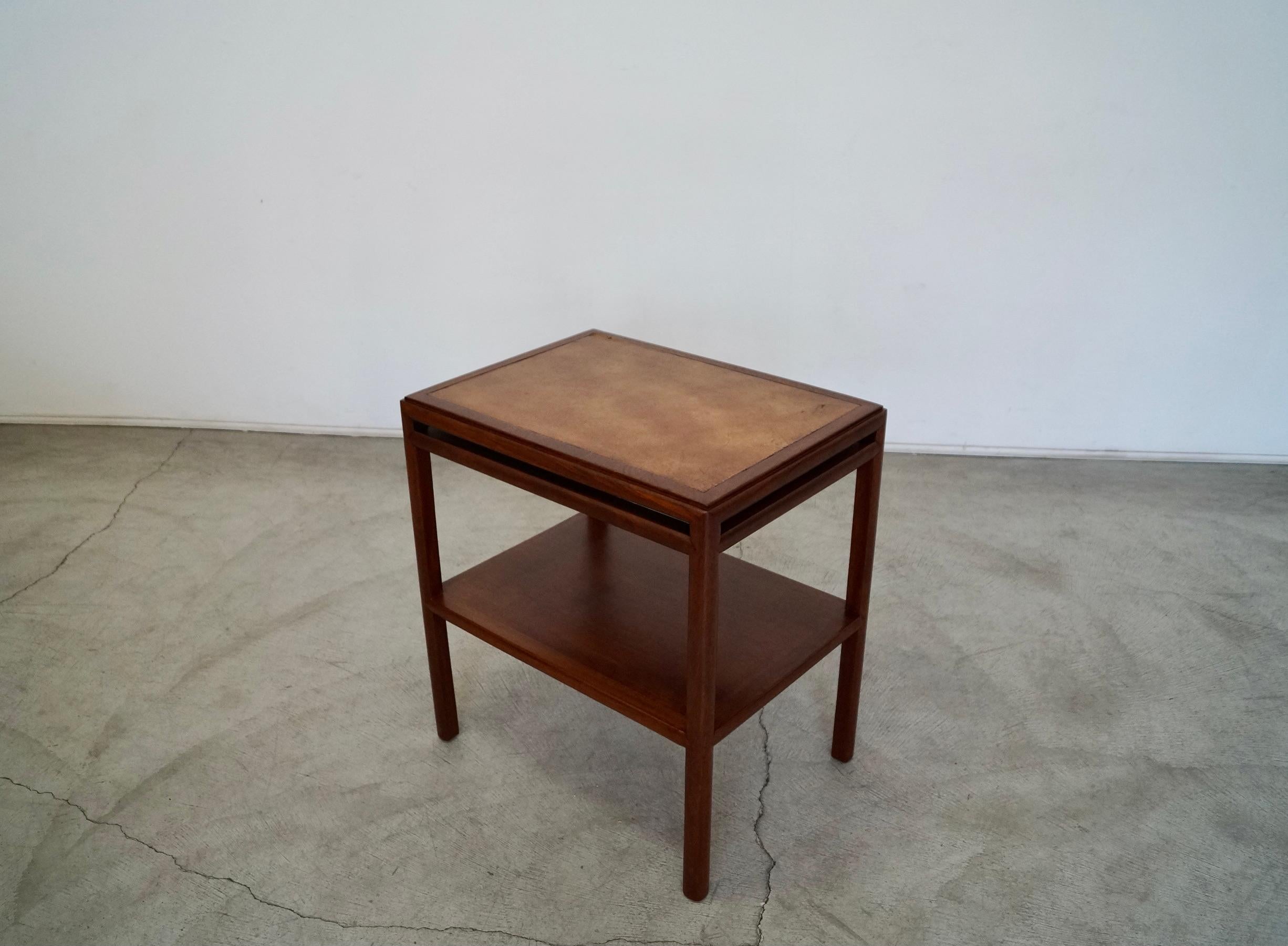 1950's Mid-Century Modern Leather End Table For Sale 2
