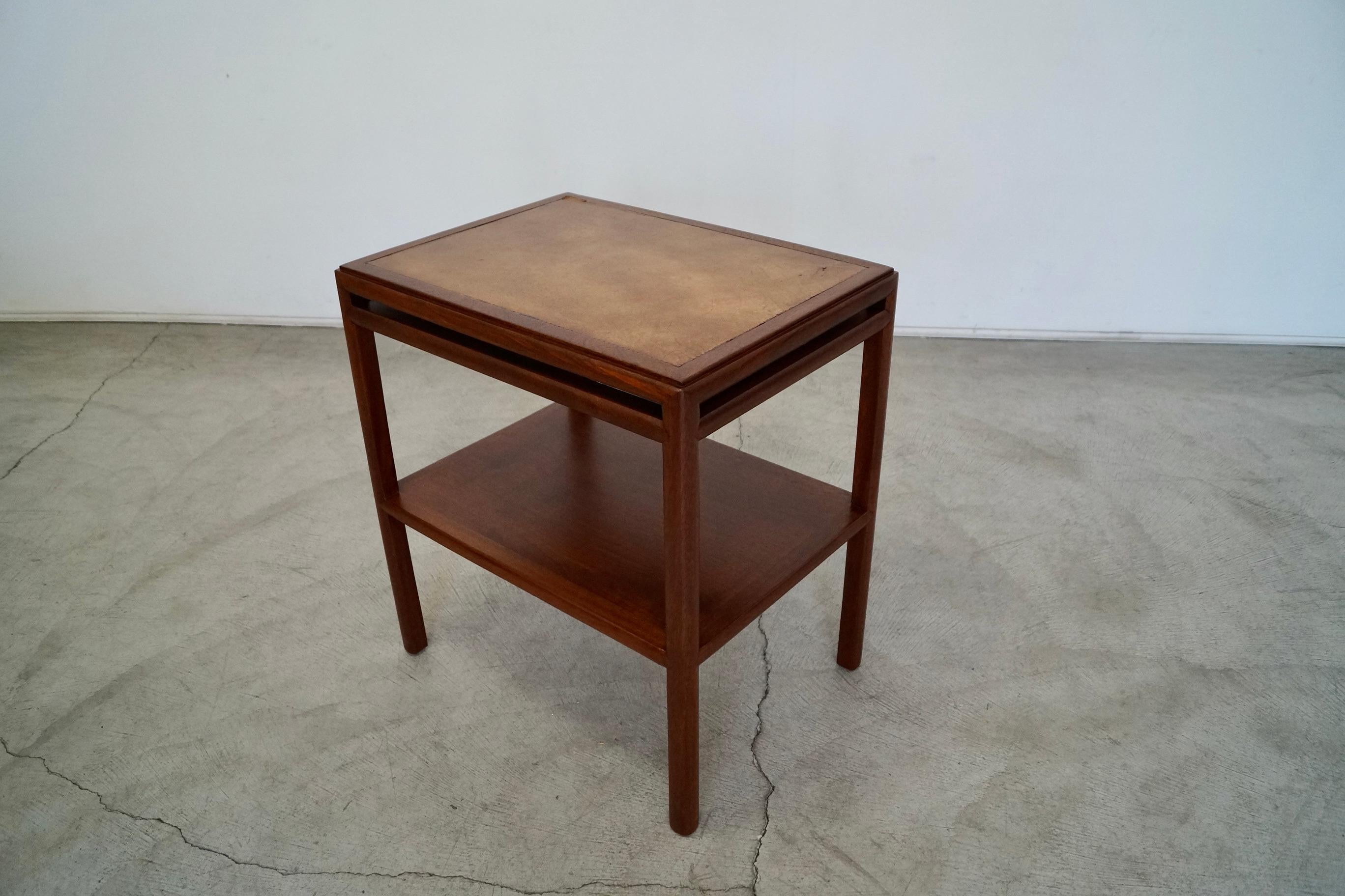1950's Mid-Century Modern Leather End Table For Sale 3