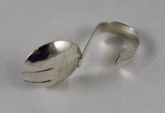 1950s Mid-Century Modern Leonore Doskow Sterling Baby Feeding Spork, signed
