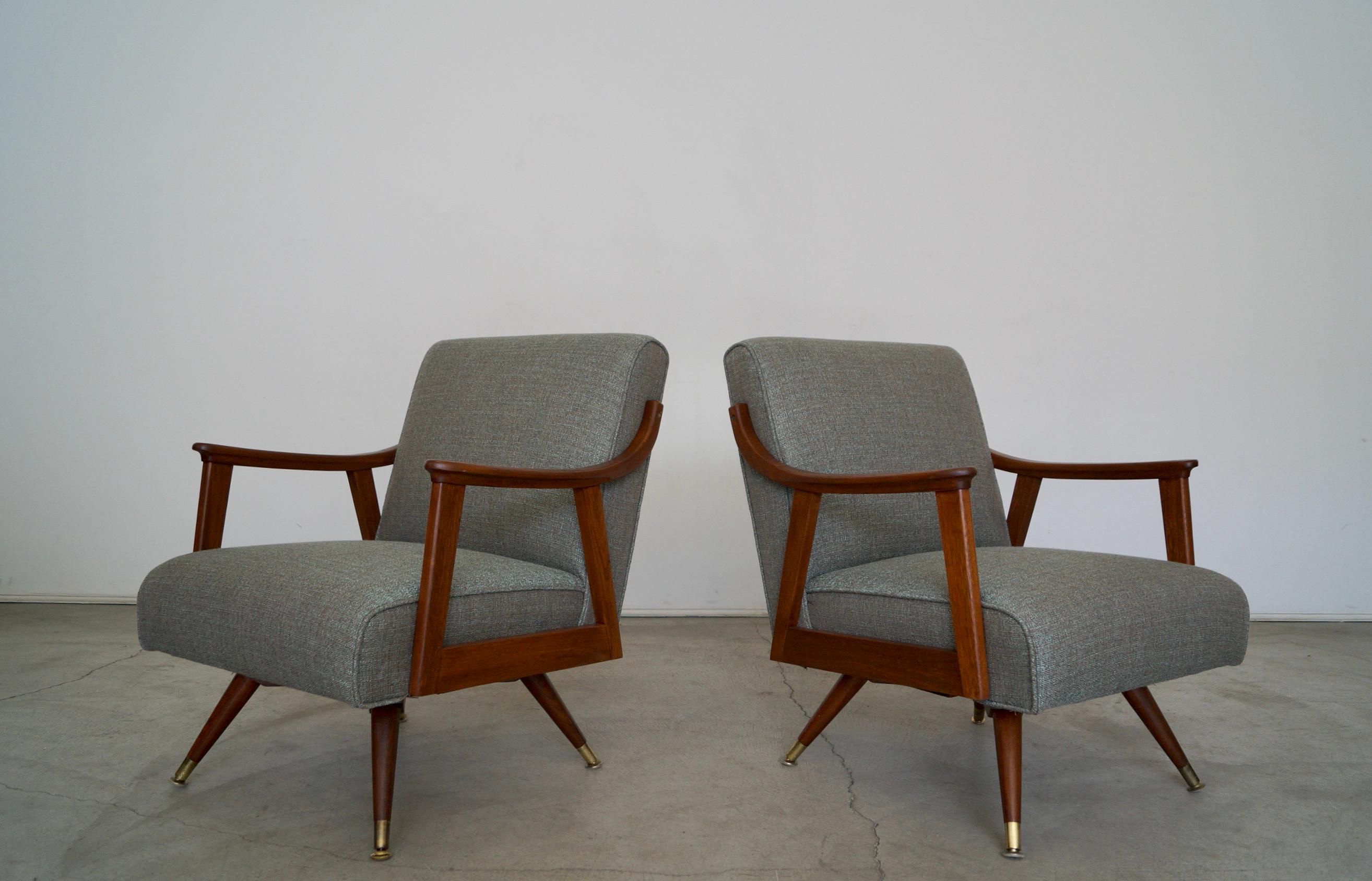 Mid-20th Century 1950's Mid-Century Modern Lounge Chairs, a Pair