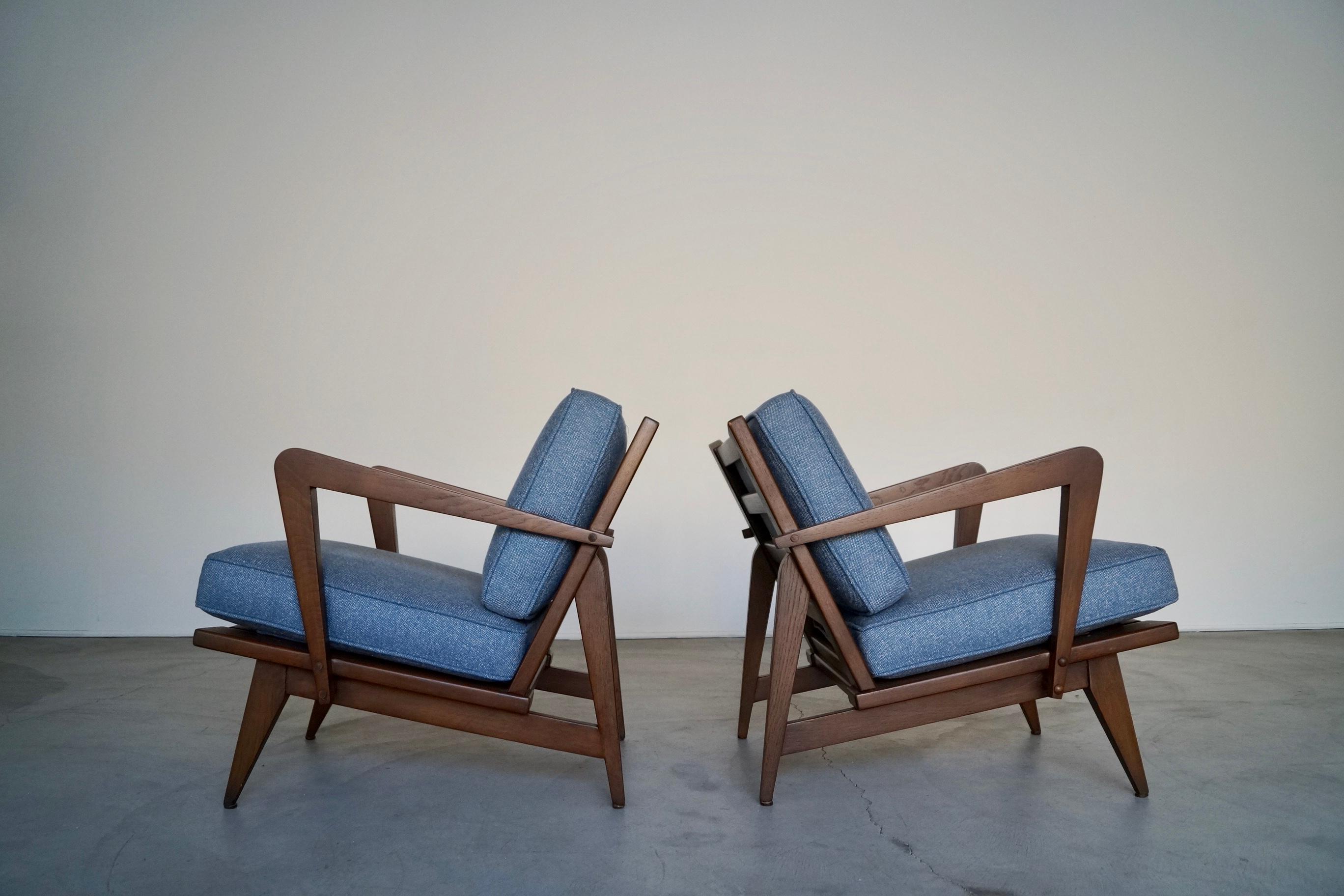 Mid-20th Century 1950's Mid-Century Modern Lounge Chairs - a Pair
