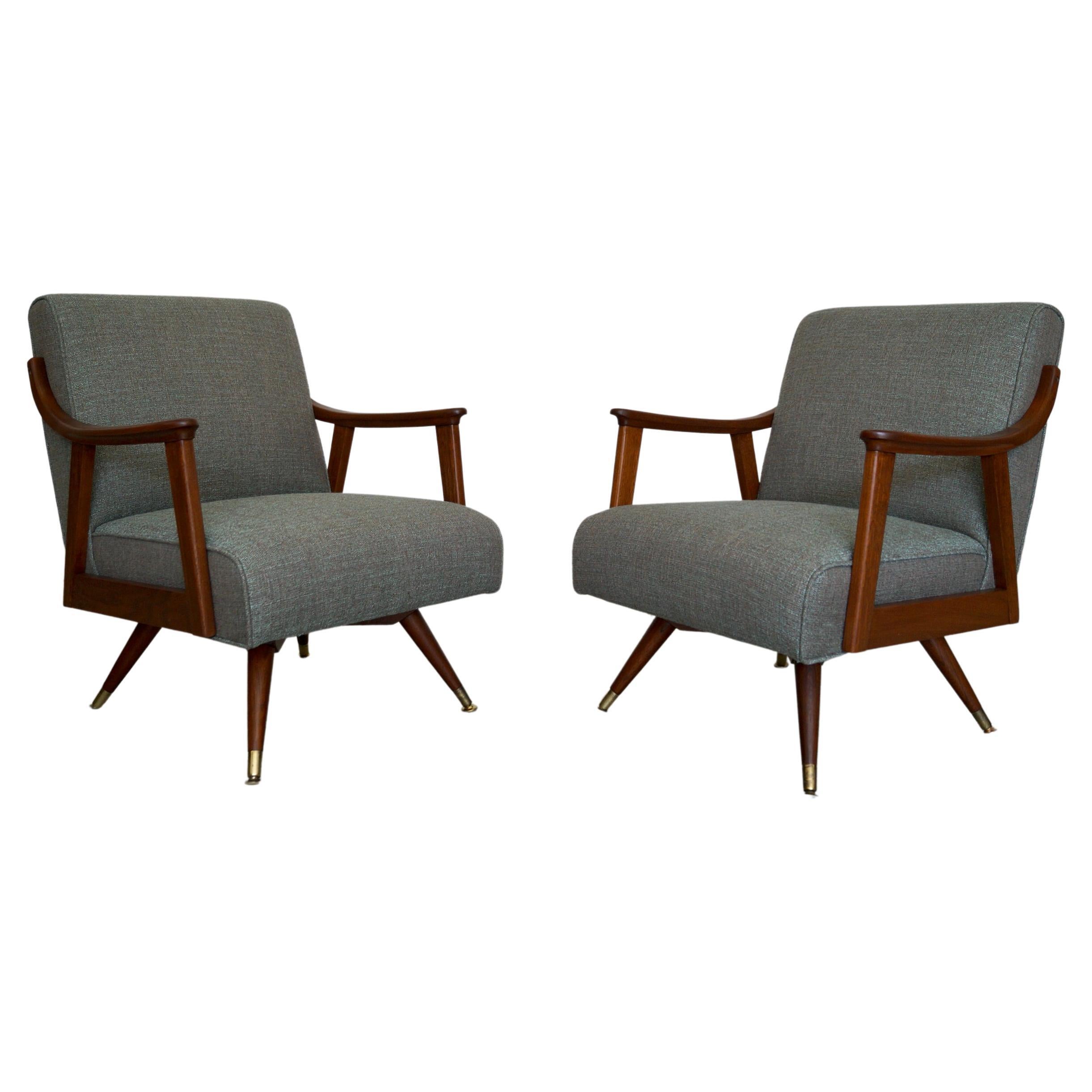 1950's Mid-Century Modern Lounge Chairs, a Pair