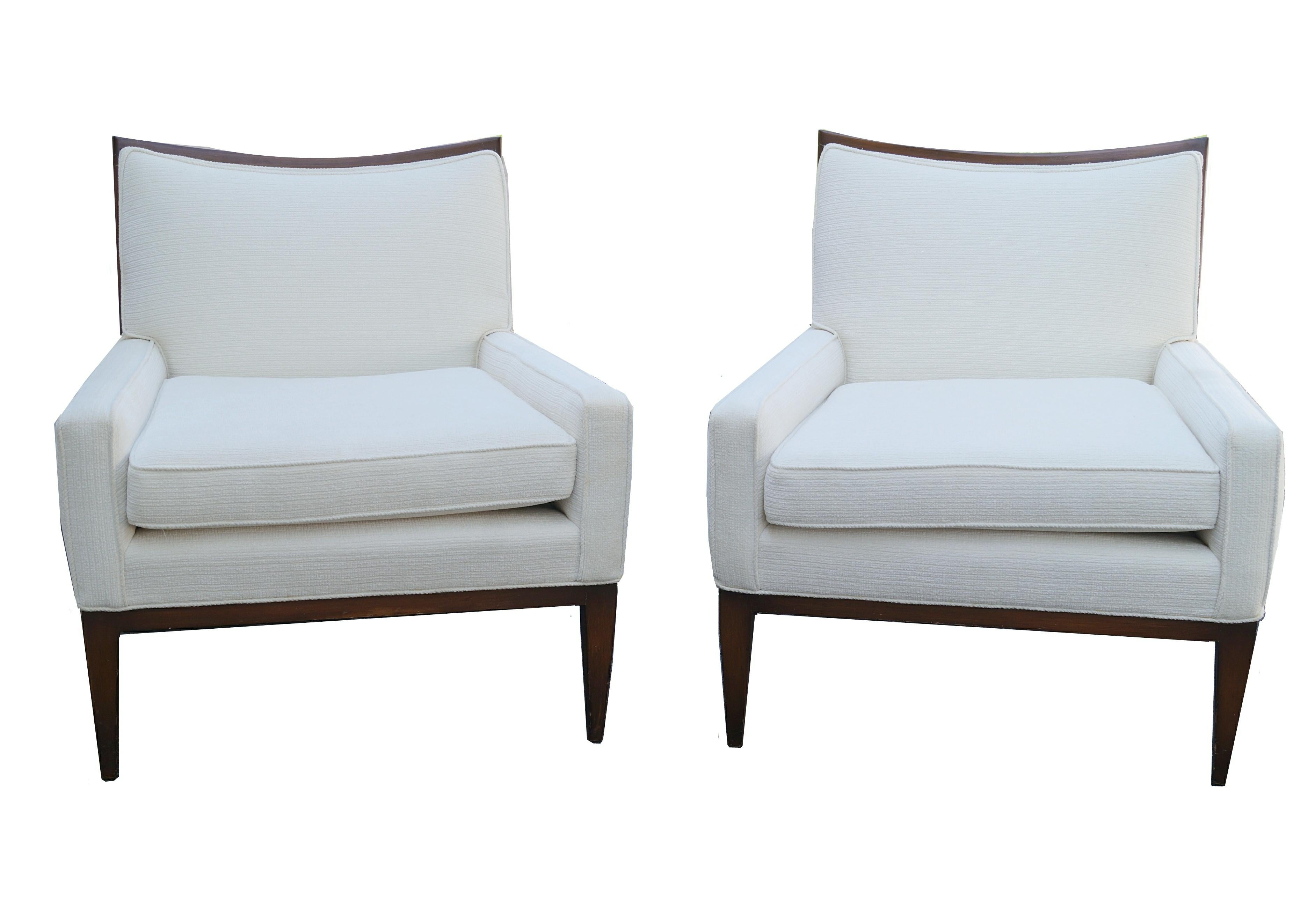 Sturdy Lounge chairs. Unmarked, as they were reupholstered. Appear to by by Paul McCobb or manner of.