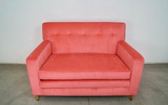 1950's Mid-Century Modern Loveseat Sofa Reupholstered in Pink Velvet