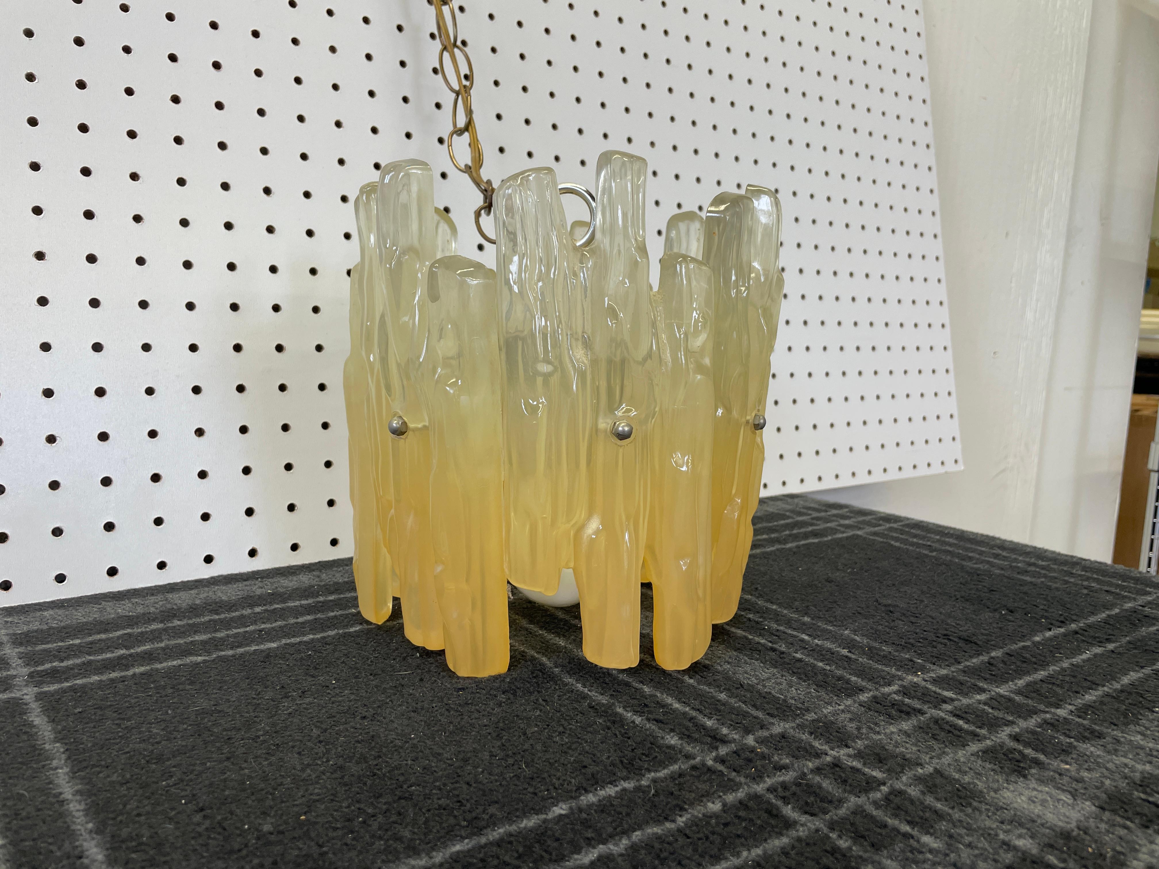 Brass 1950s Mid-Century Modern Lucite Icicle Hanging Pendant Lamp