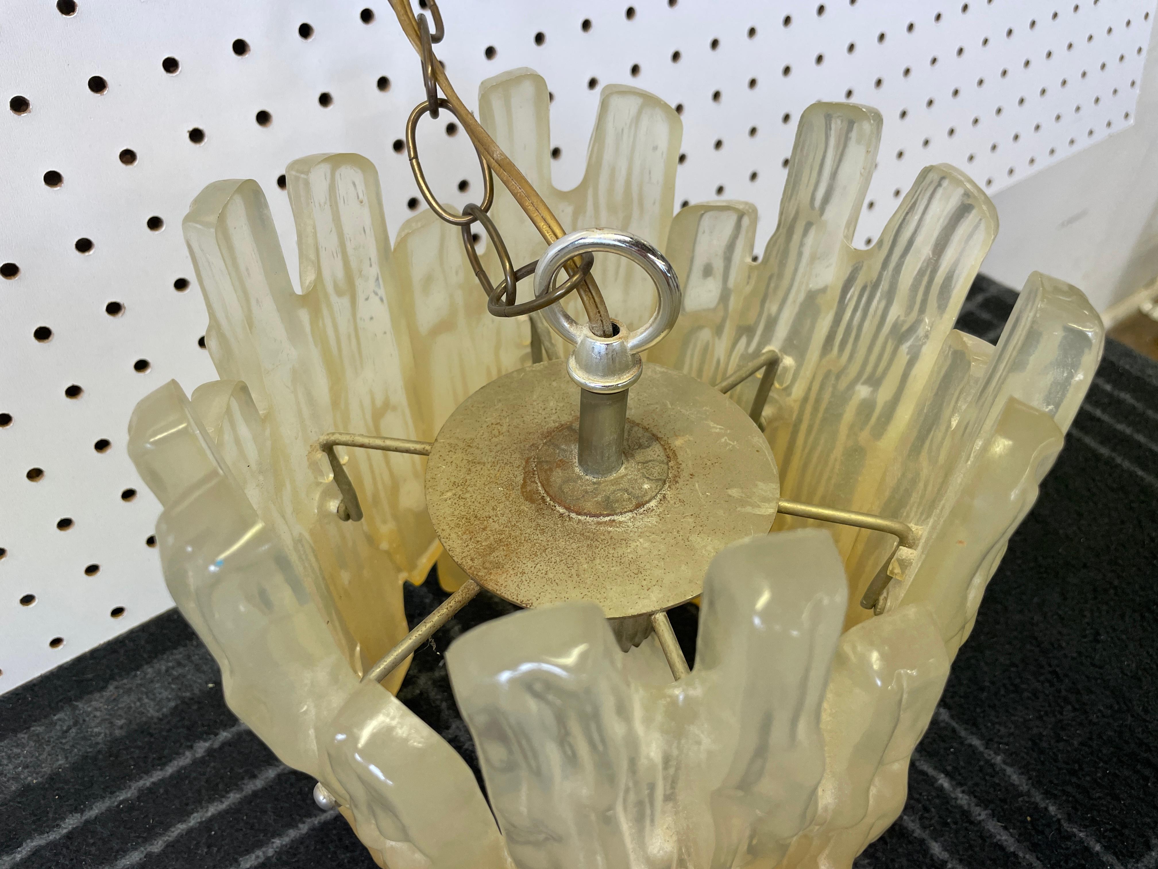 1950s Mid-Century Modern Lucite Icicle Hanging Pendant Lamp 3