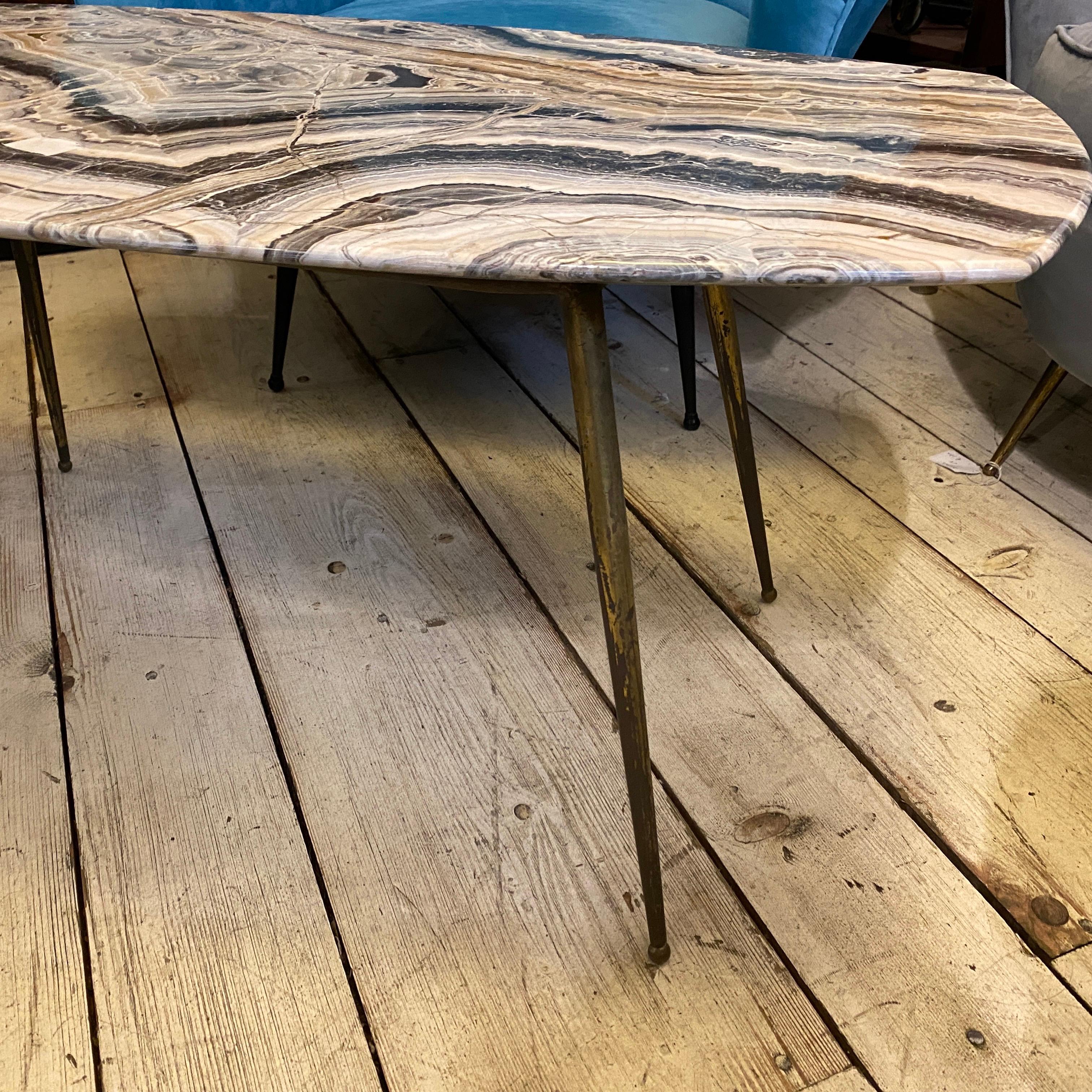 20th Century 1950s Mid-Century Modern Marble and Brass Italian Coffee Table