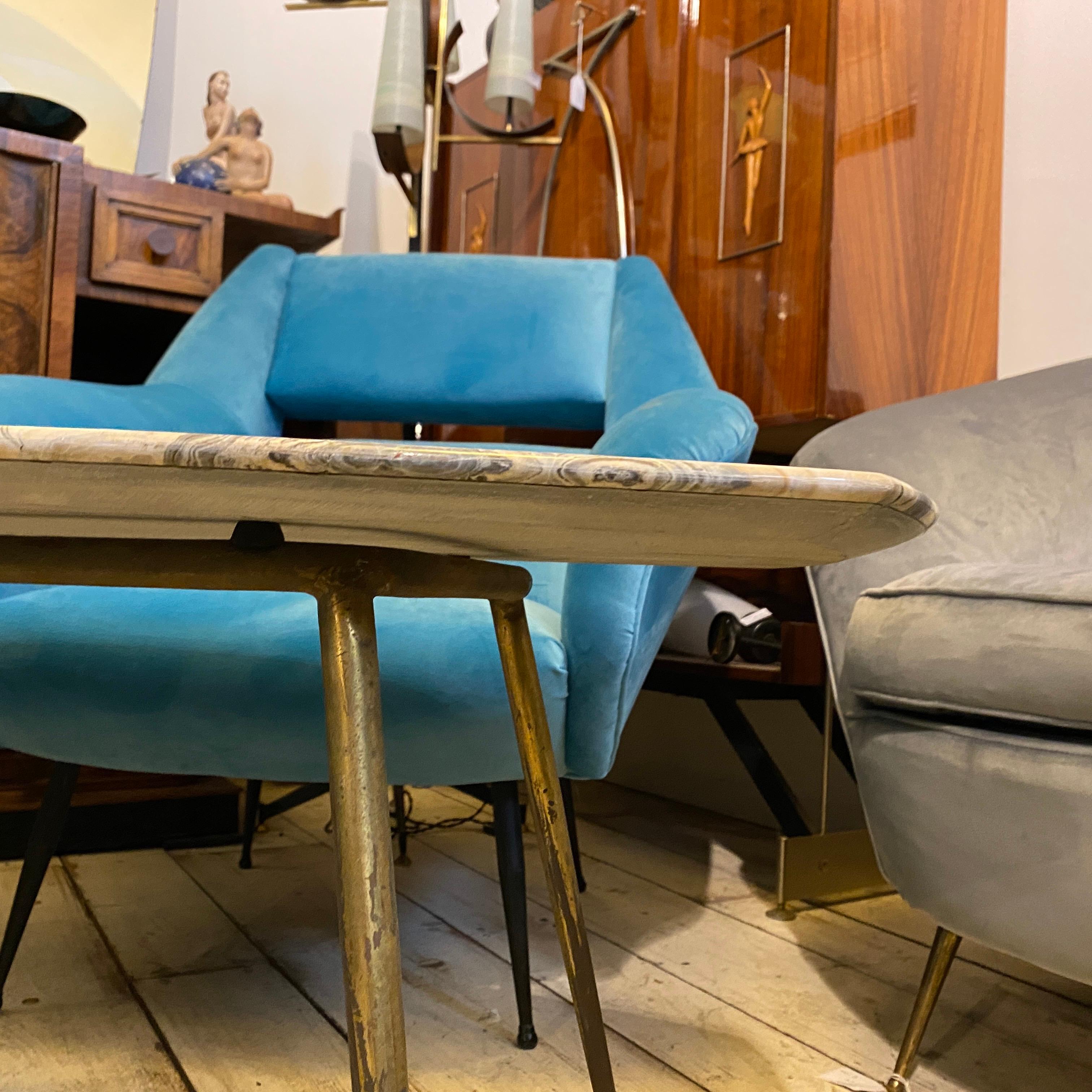 1950s Mid-Century Modern Marble and Brass Italian Coffee Table 4
