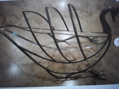 1950's Mid Century Modern Nickel "Swan" Magazine Rack attrib. Maison Jansen