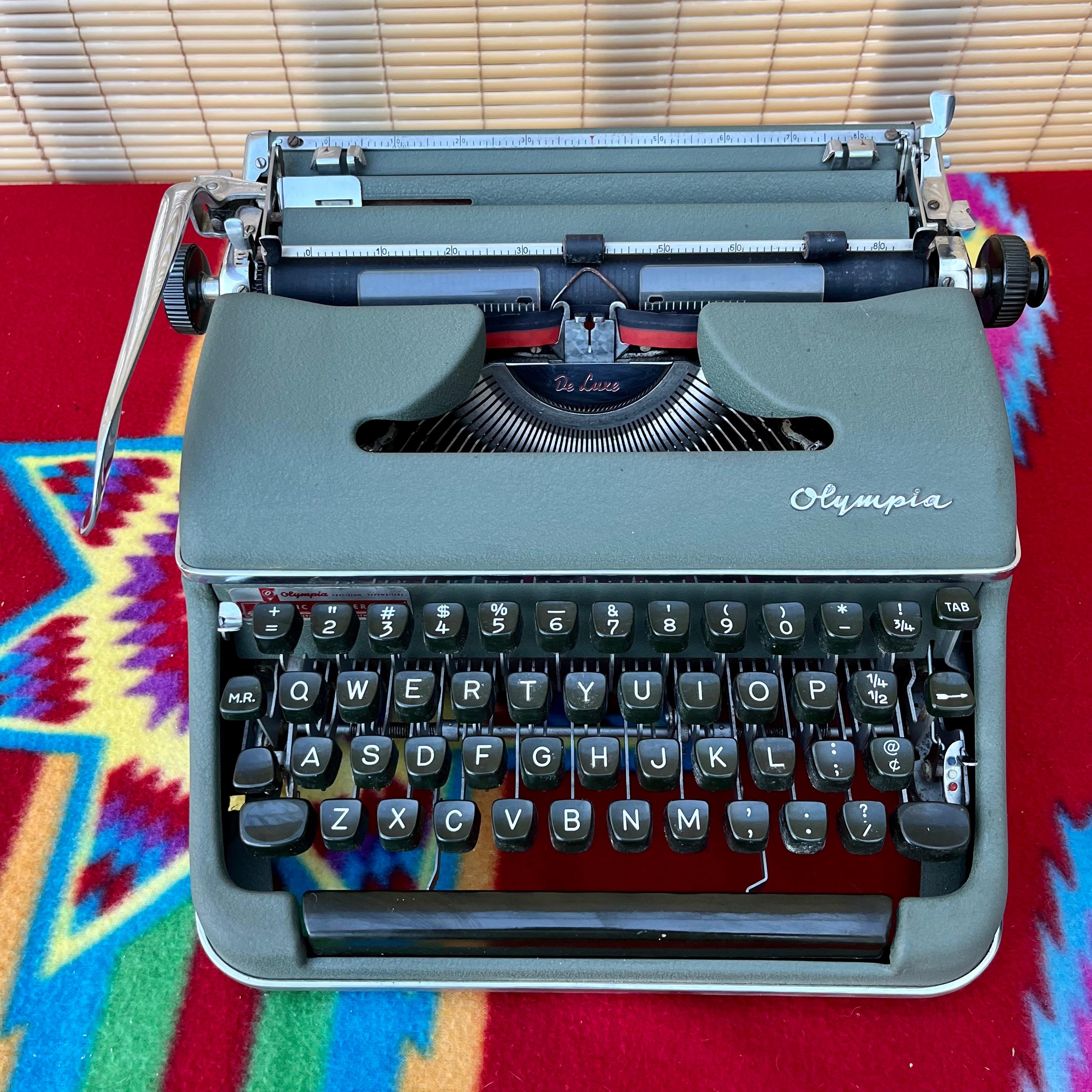 German 1950s Mid-Century Modern Olympia Sm-3 Portable Typewriter with Case For Sale