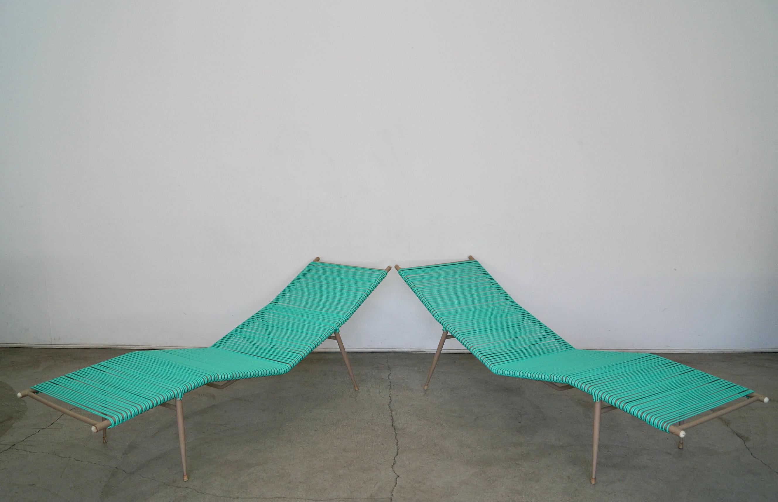 American 1950's Mid-Century Modern Patio POOL Chaise Lounge Chairs, a Pair