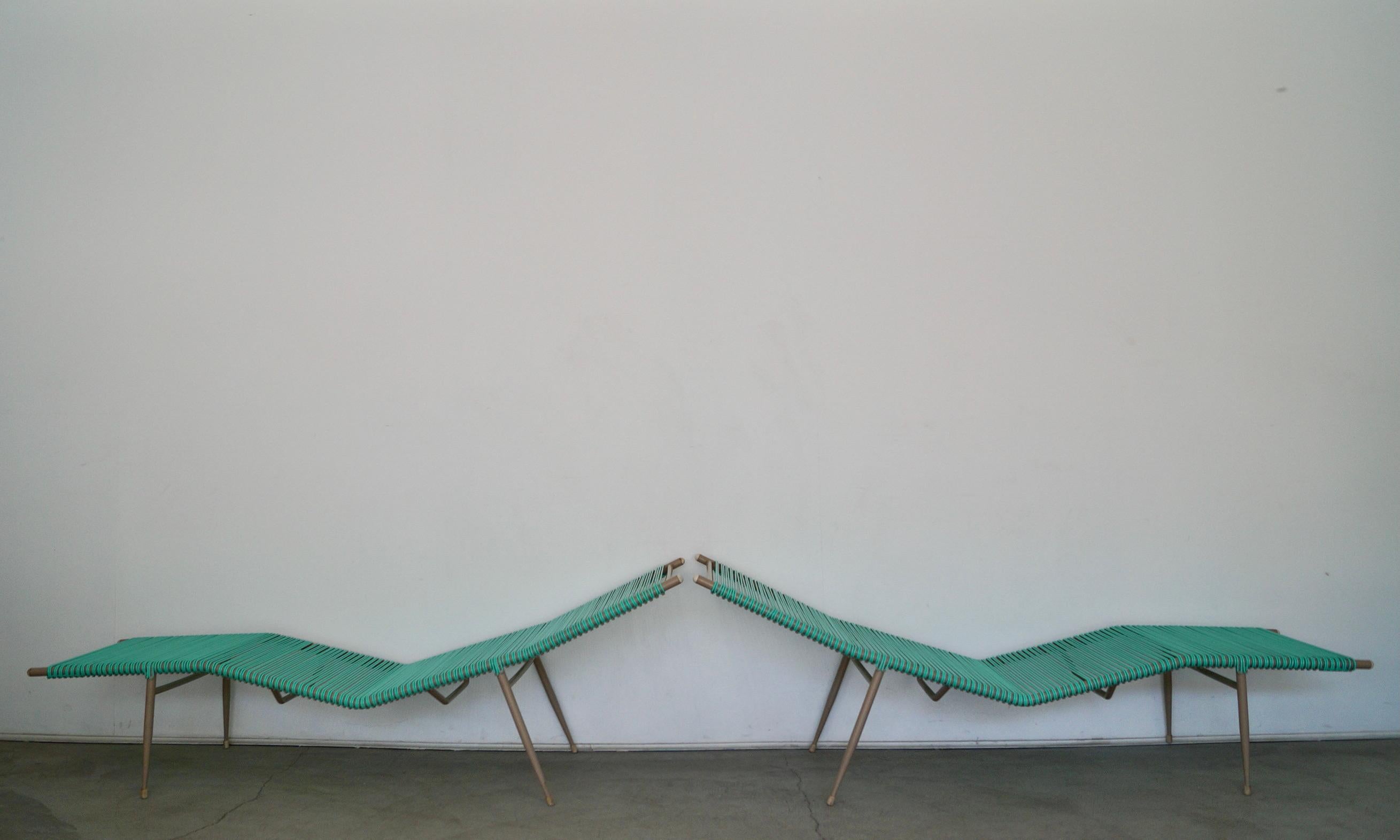 Mid-20th Century 1950's Mid-Century Modern Patio POOL Chaise Lounge Chairs, a Pair