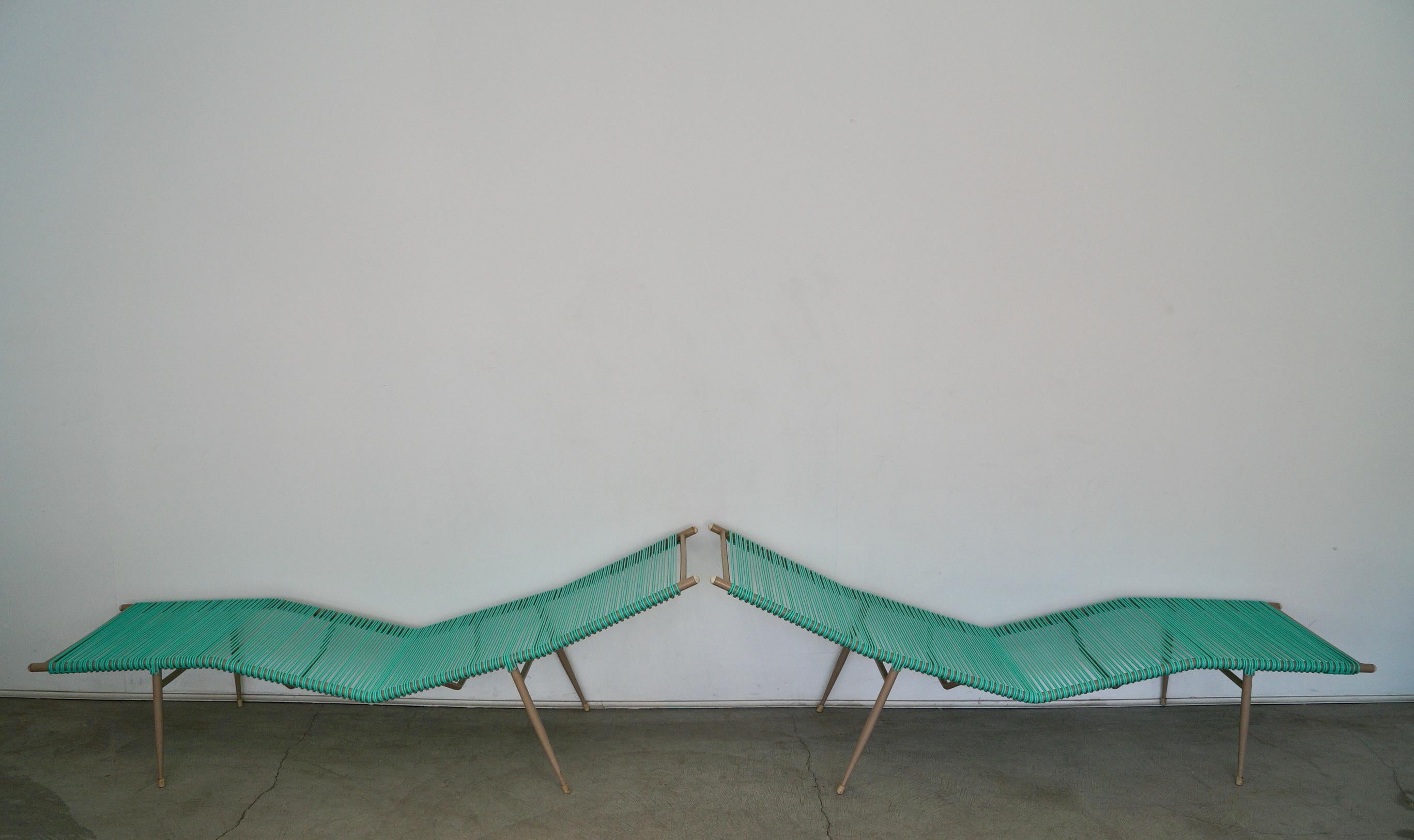 Metal 1950's Mid-Century Modern Patio POOL Chaise Lounge Chairs, a Pair
