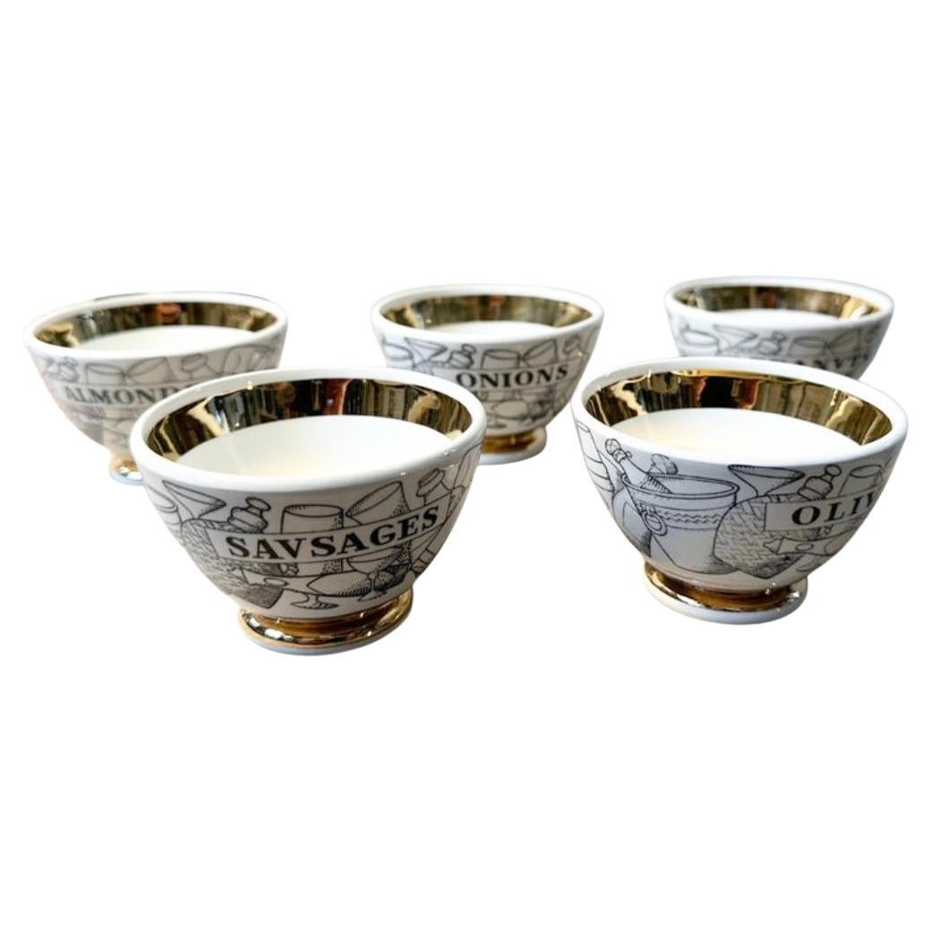 Set da aperitivo in porcellana Piero Fornasetti, metà del secolo scorso, 1950