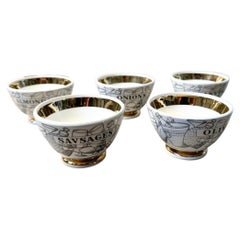 Set da aperitivo in porcellana Piero Fornasetti, metà del secolo scorso, 1950