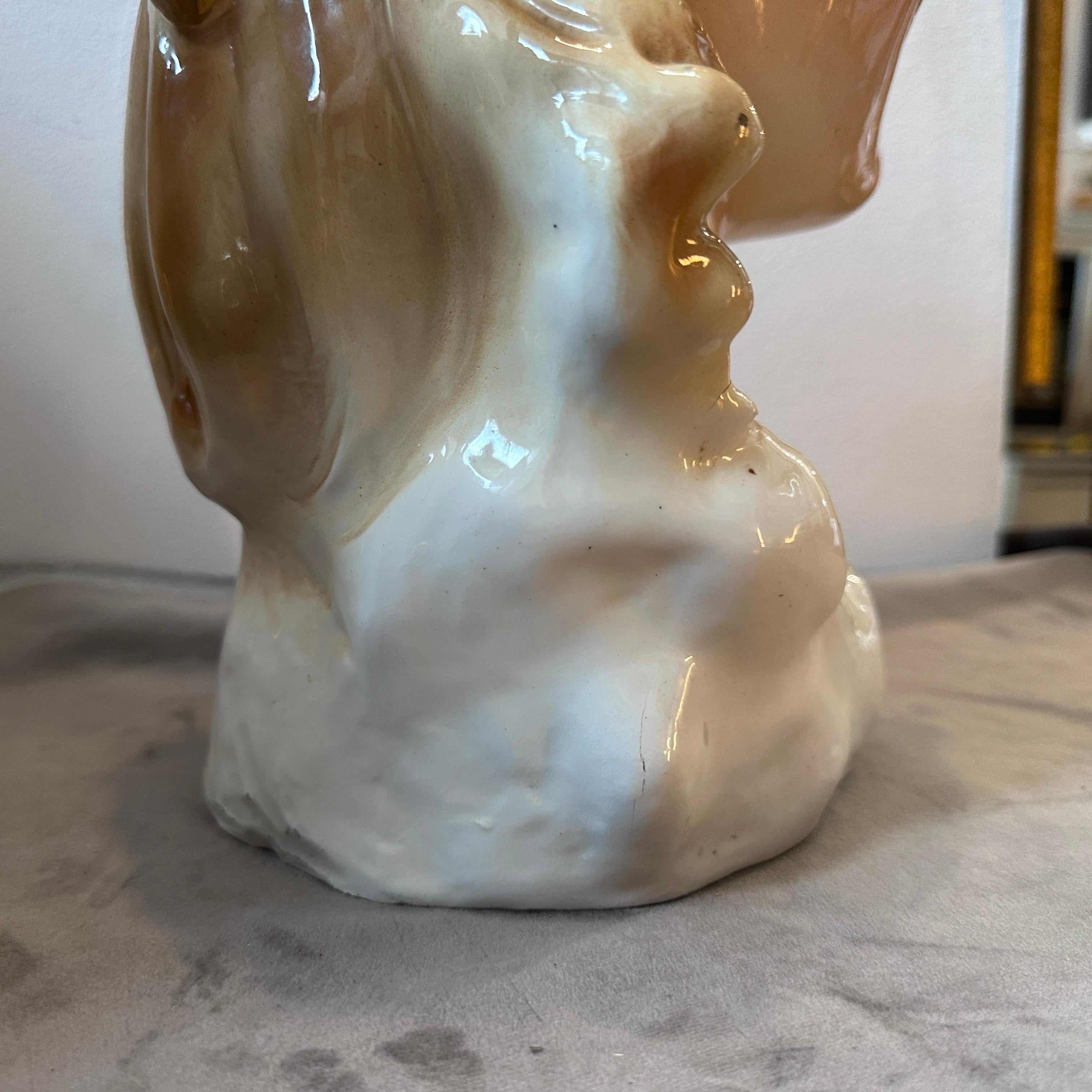 20th Century 1950s Mid-century Modern Policrome Ceramic Bust of the Blindfolded Goddess For Sale