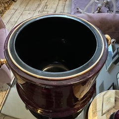 1950s Mid-century Modern Purple Goatskin and Brass Ice Bucket by Aldo Tura