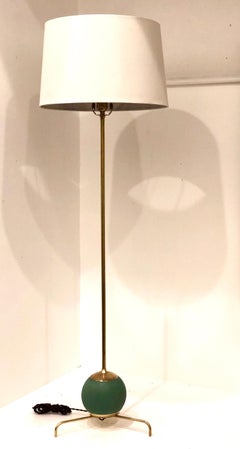 1950s Mid-Century Modern Rare Atomic Age Floor Lamp in Brass and Ceramic