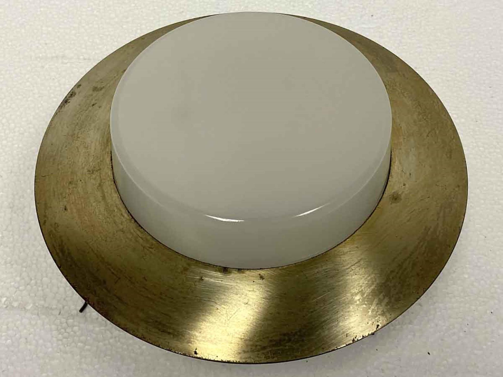 Mid-Century Modern plafonnier encastré moderne des années 1950:: lentille en verre laiteux