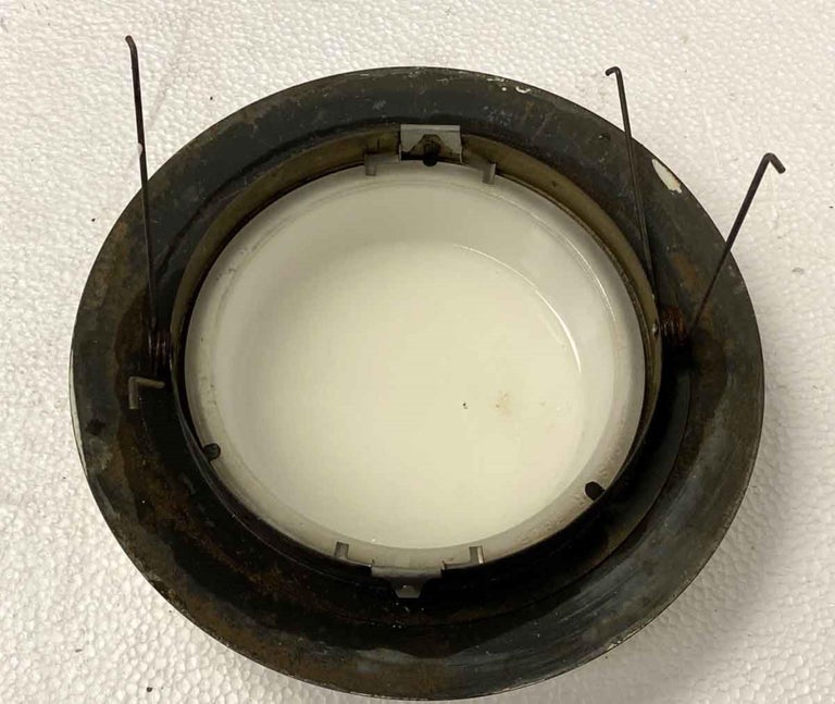 Steel 1950s Mid-Century Modern Recessed Ceiling Light Cover with Milk Glass Lens For Sale