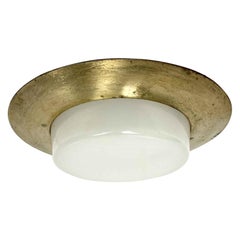 plafonnier encastré moderne des années 1950:: lentille en verre laiteux