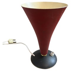 1950s Stilnovo Style Mid-Century Modern Red and Black Conic Italian Table Lamp