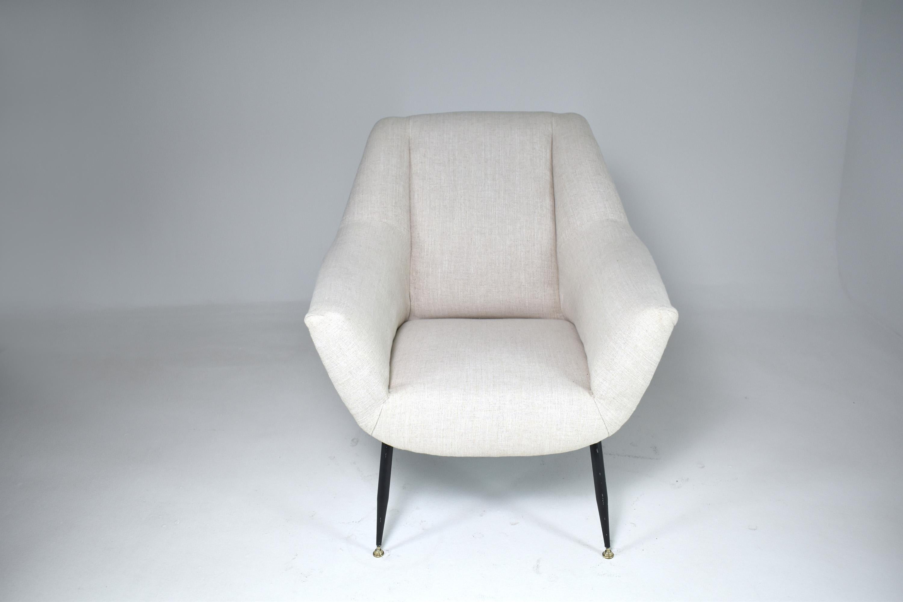 Italian 1950's Mid-Century Modern Restored Armchair For Sale