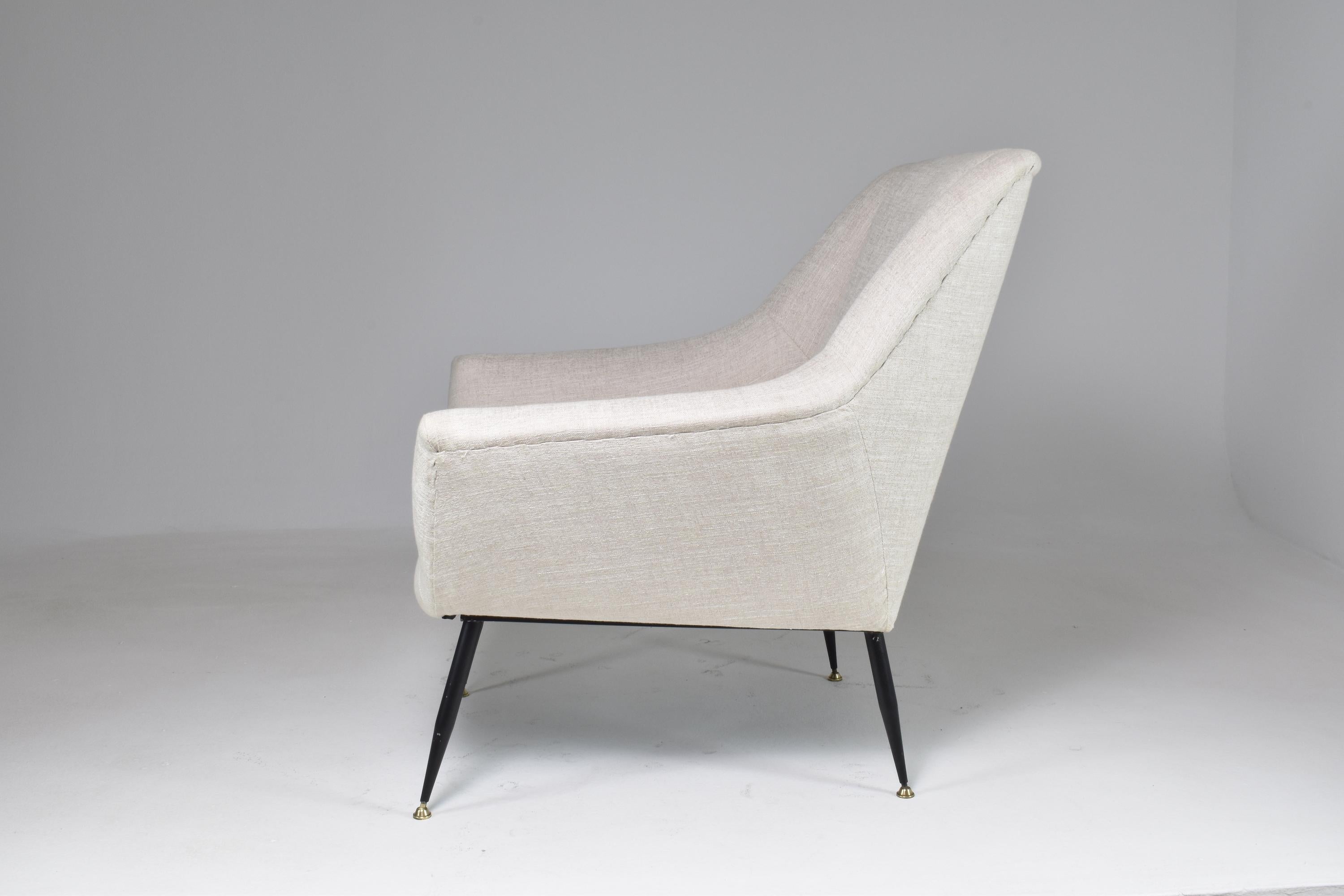 Brass 1950's Mid-Century Modern Restored Armchair For Sale