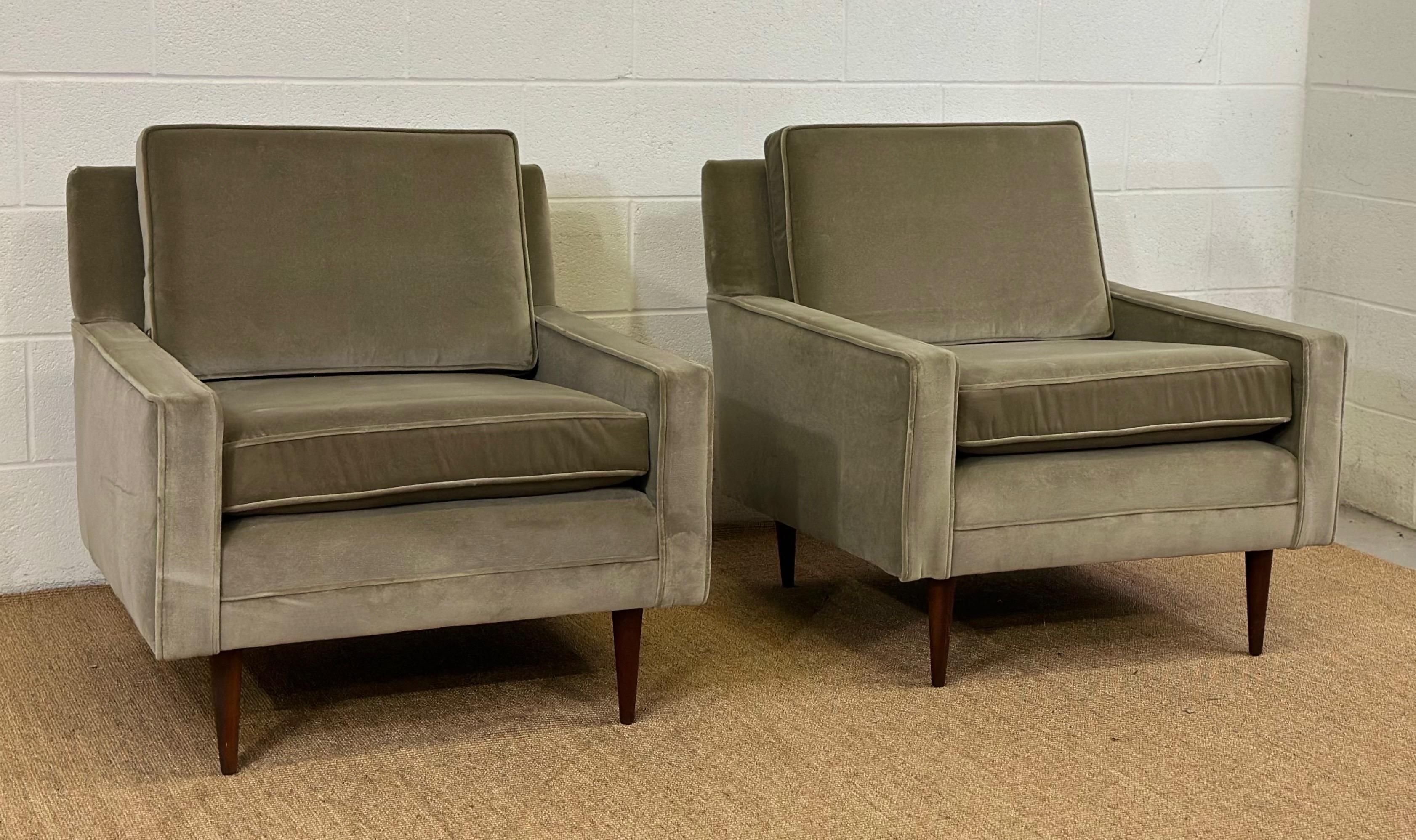 American 1950s Mid-Century Modern Sage Lounge Armchairs - a Pair  For Sale