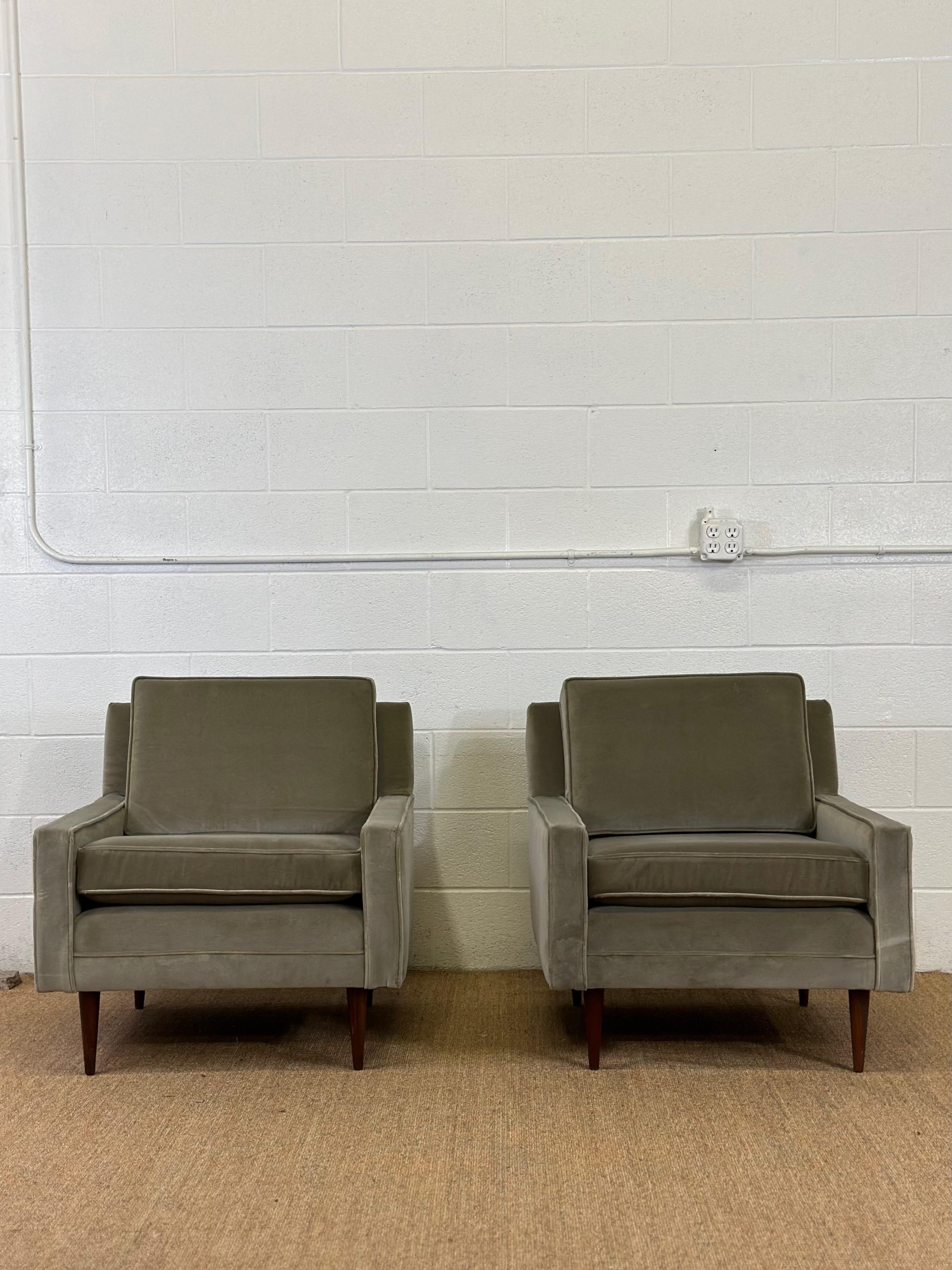 1950s Mid-Century Modern Sage Lounge Armchairs - a Pair  In Good Condition For Sale In Farmington Hills, MI
