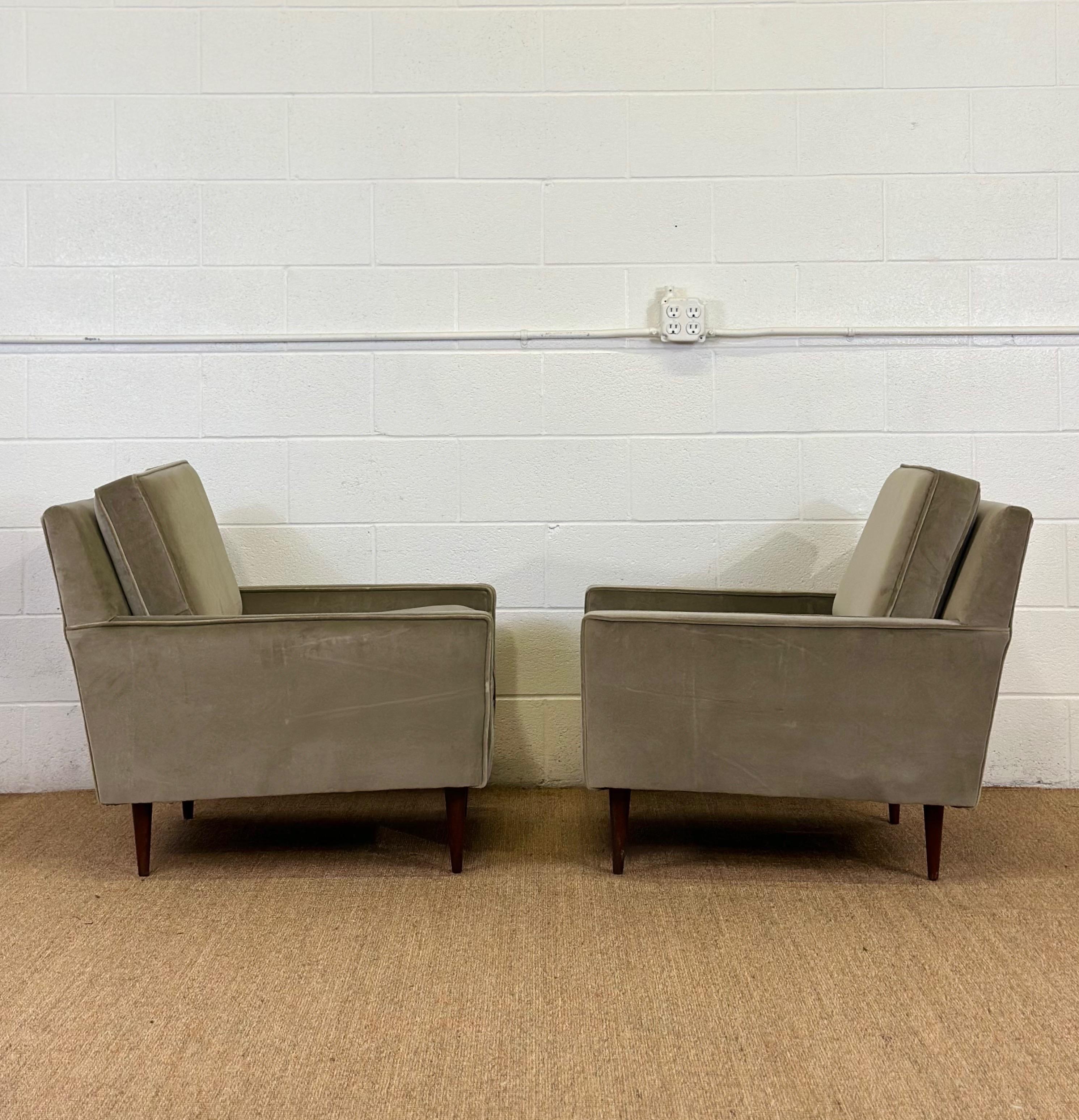 Mid-20th Century 1950s Mid-Century Modern Sage Lounge Armchairs - a Pair  For Sale