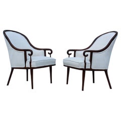 1950
s Mid-Century Modern Scrolled Arm French Lounge Chairs