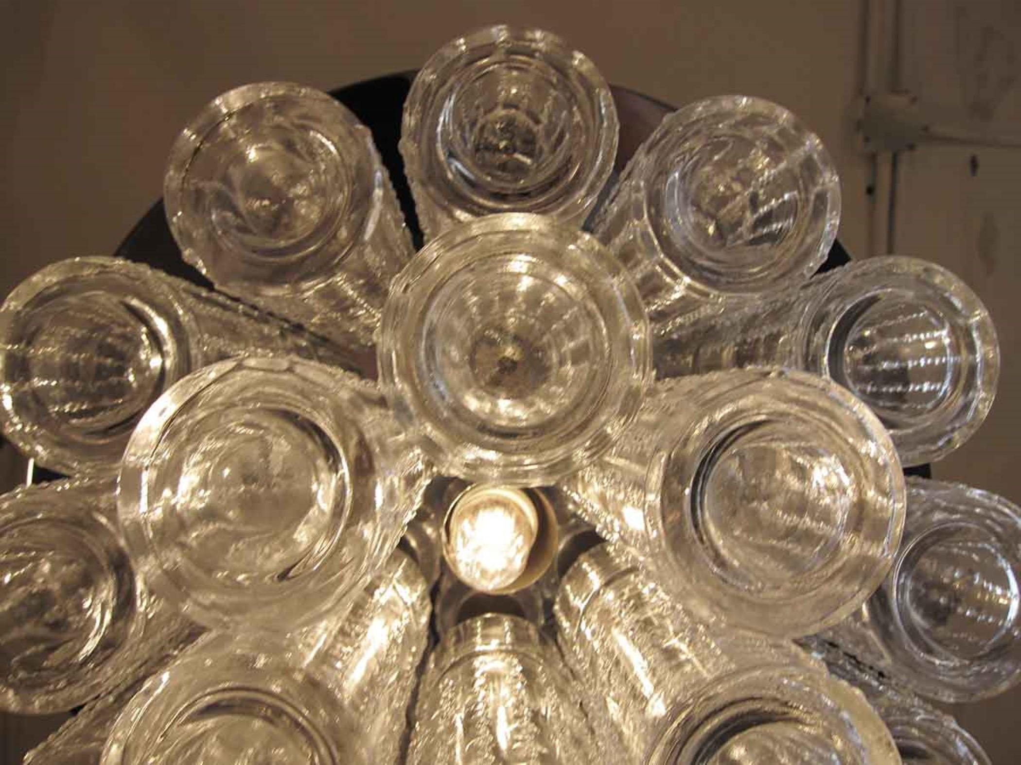 American 1950s Mid-Century Modern Flush Mount Light 18 Tube Clear Crystal by Lightolier