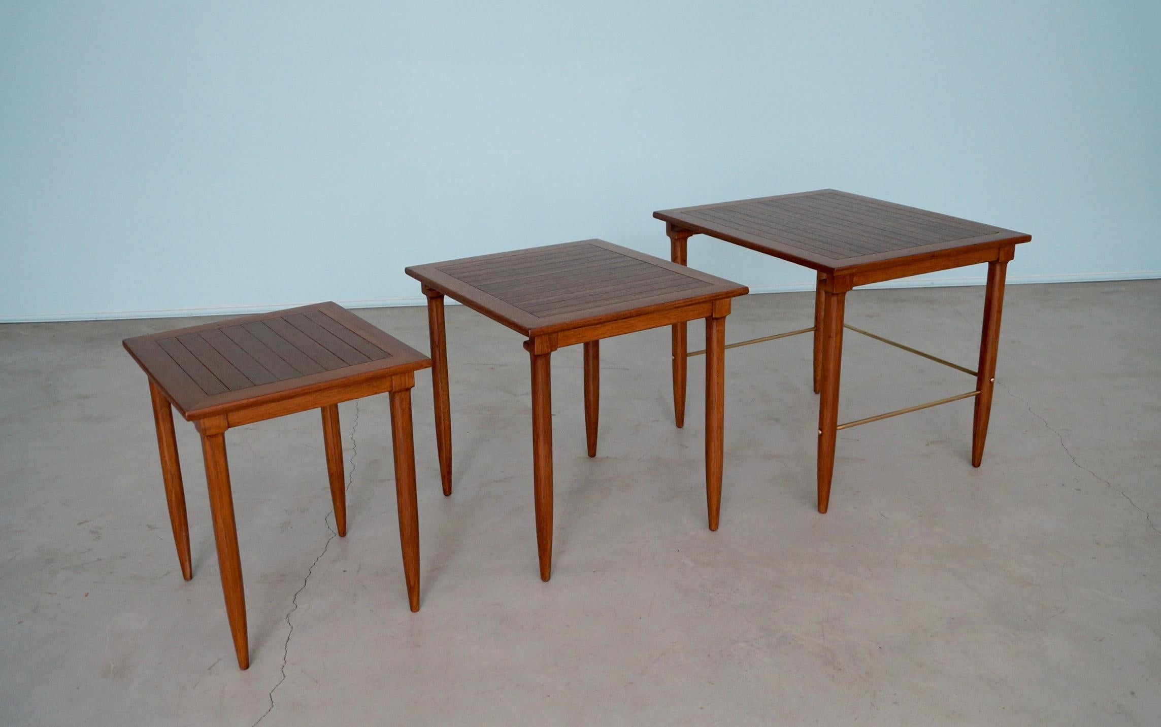 Mid-20th Century 1950's Mid-Century Modern Set of 3 Nesting Tables by Tomlinson For Sale