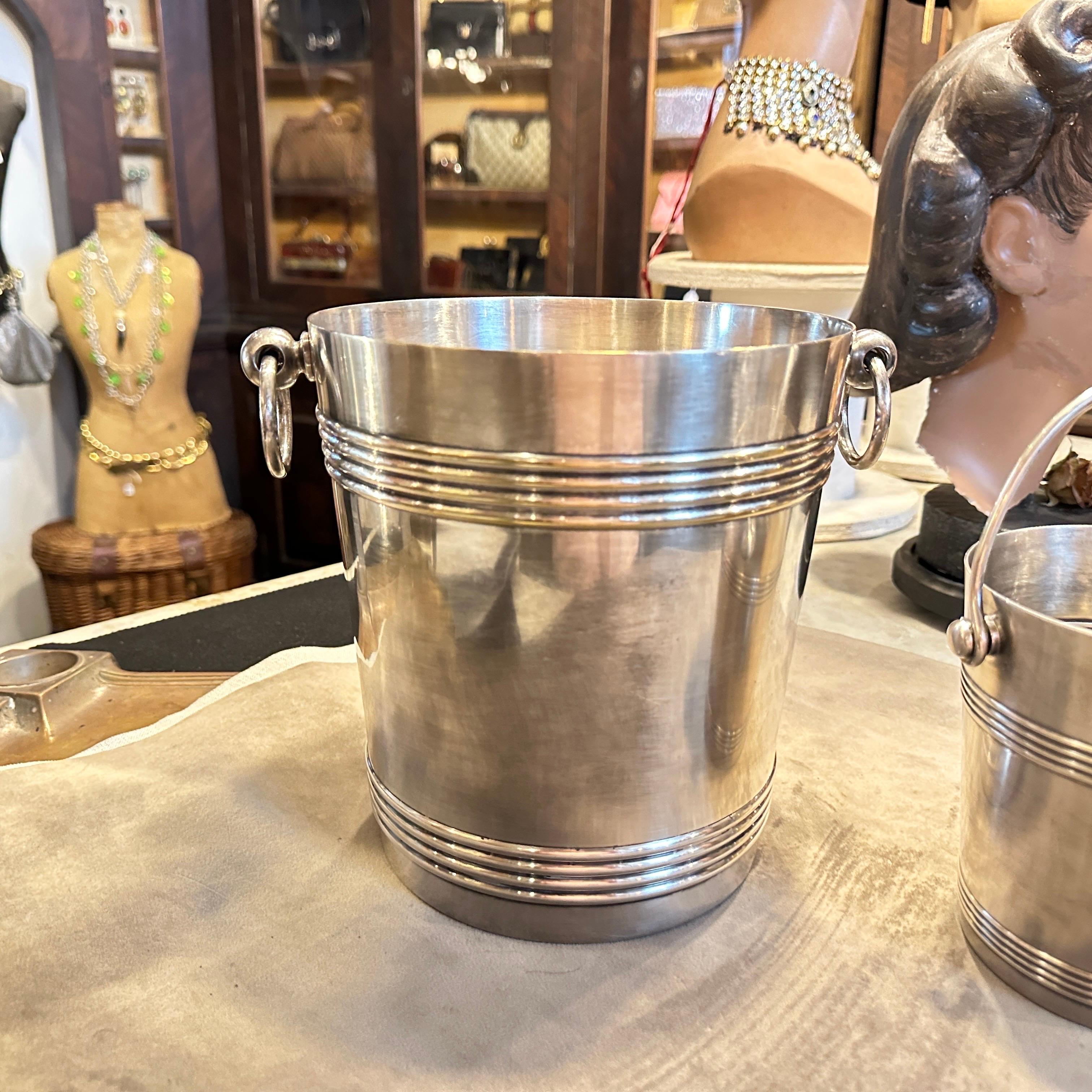 1950s Mid-Century Modern Set of Wine Cooler and Ice Bucket by Gallia Christofle For Sale 4