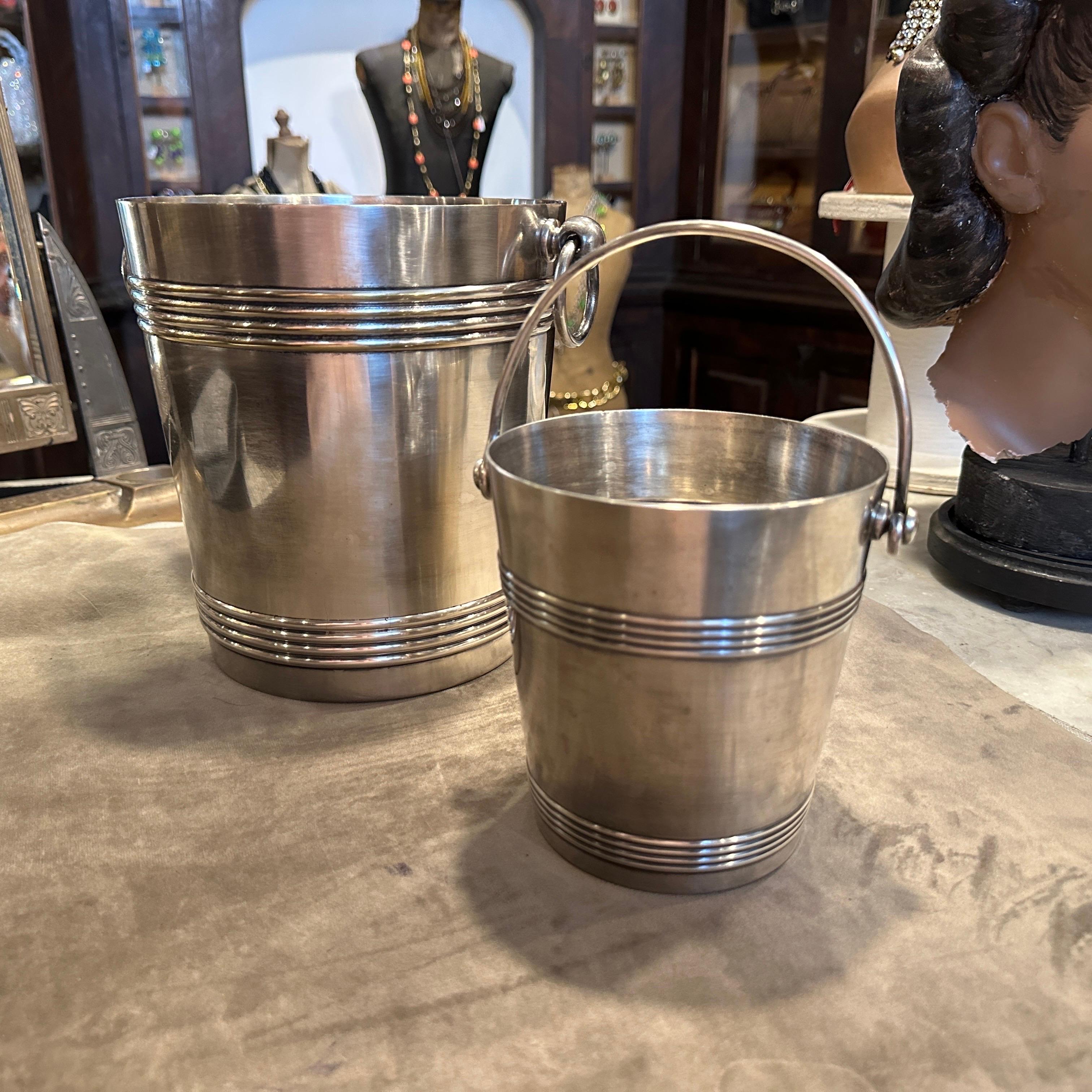 1950s Mid-Century Modern Set of Wine Cooler and Ice Bucket by Gallia Christofle For Sale 5