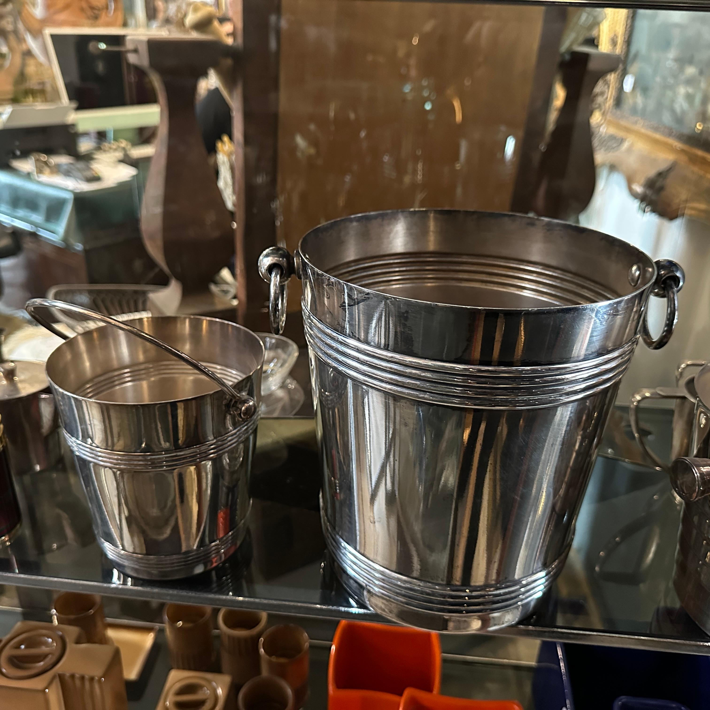 1950s Mid-Century Modern Set of Wine Cooler and Ice Bucket by Gallia Christofle In Good Condition In Aci Castello, IT