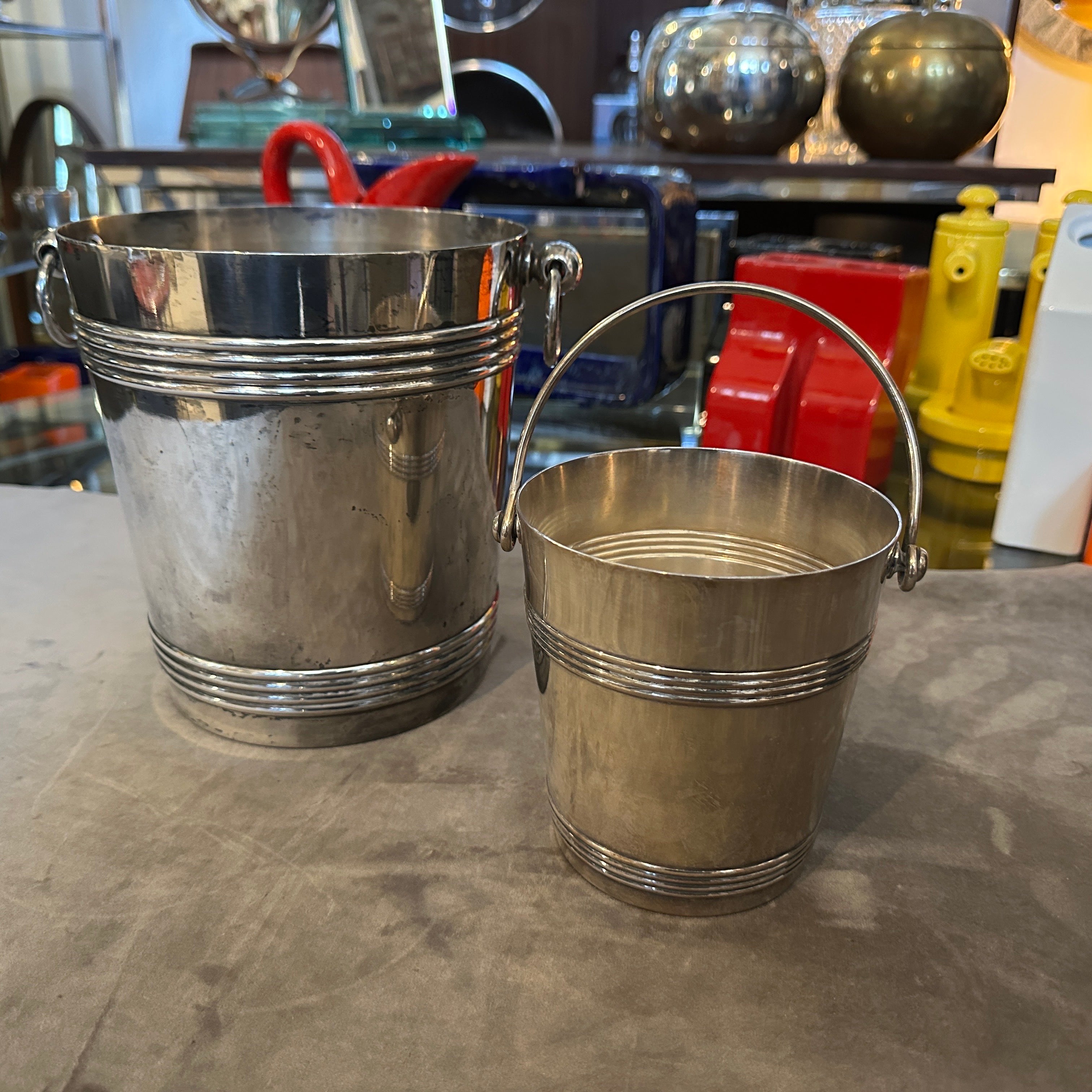 20th Century 1950s Mid-Century Modern Set of Wine Cooler and Ice Bucket by Gallia Christofle