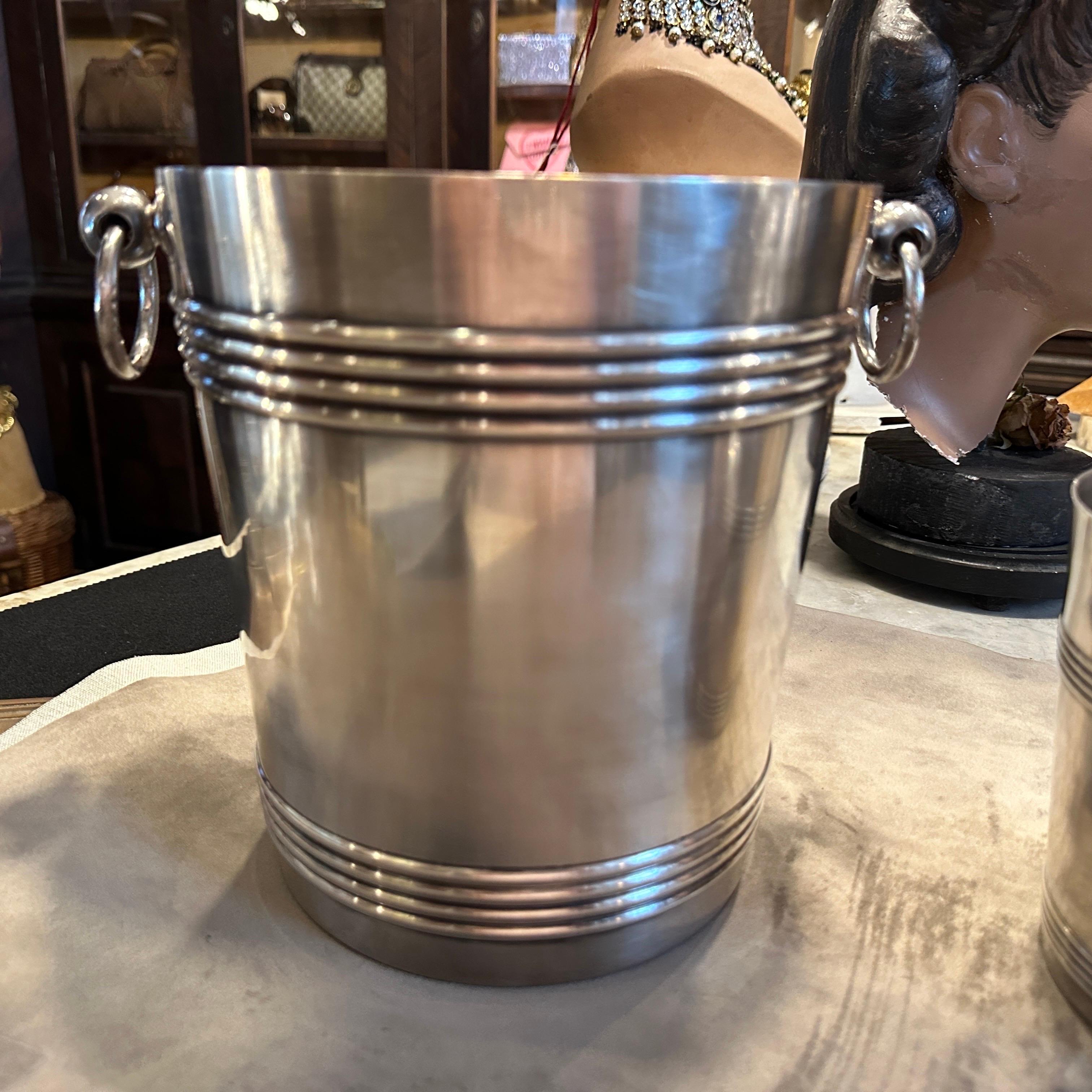 1950s Mid-Century Modern Set of Wine Cooler and Ice Bucket by Gallia Christofle In Good Condition For Sale In Aci Castello, IT